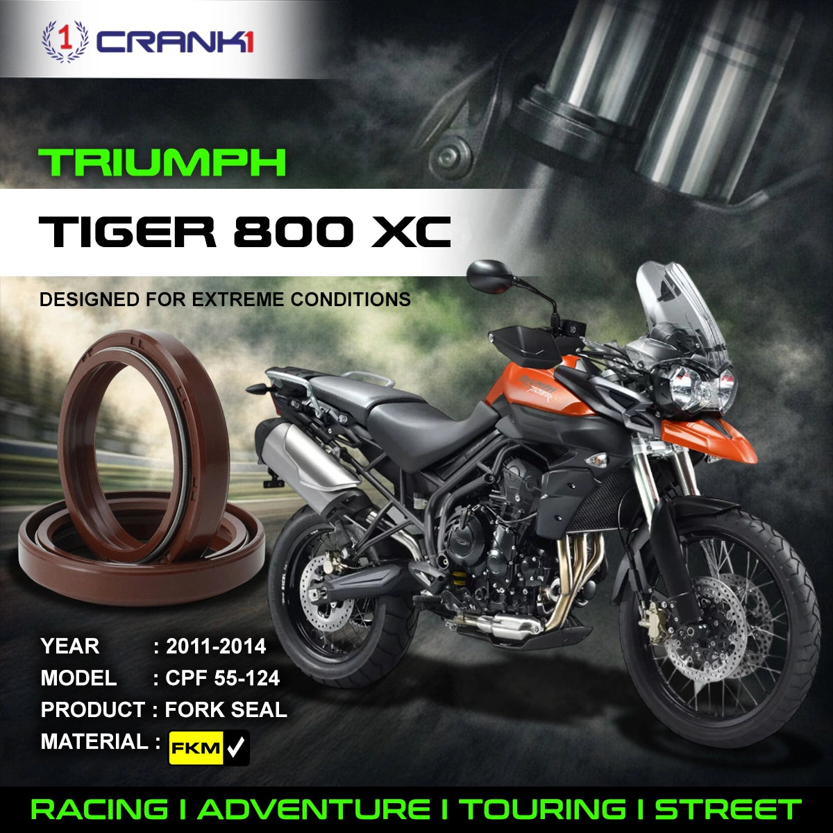 Fork Oil Seals Pair For Triumph Tiger 800 XC (2011-2014) - CPF55-124