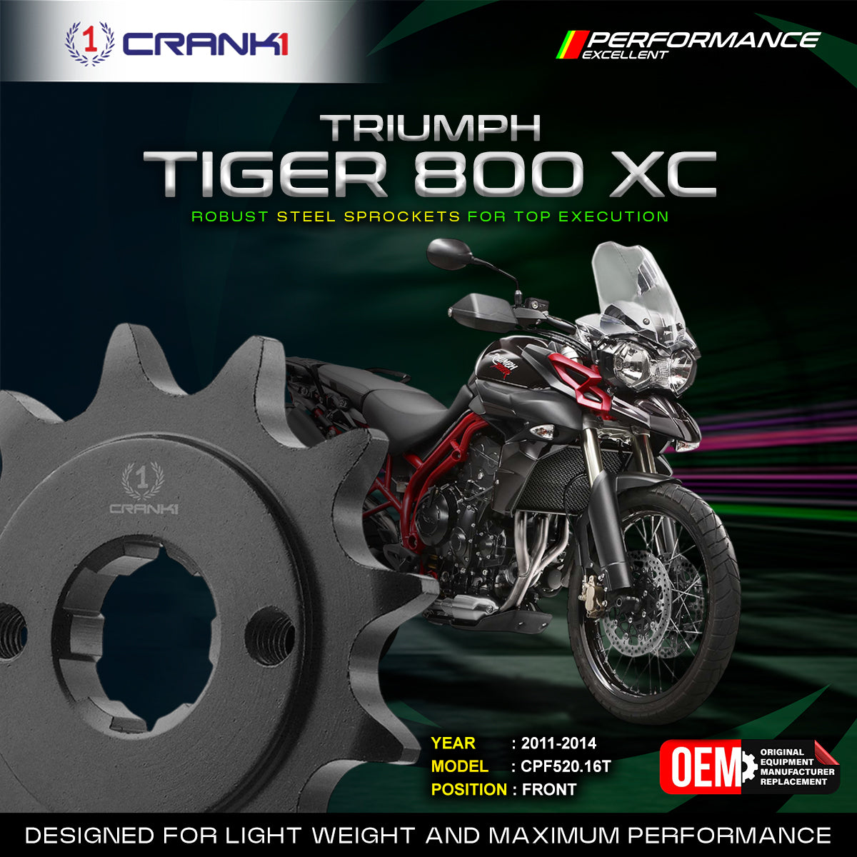 Sprocket For Triumph Tiger 800 XC (2011-2014) - Front - CPF520.16T