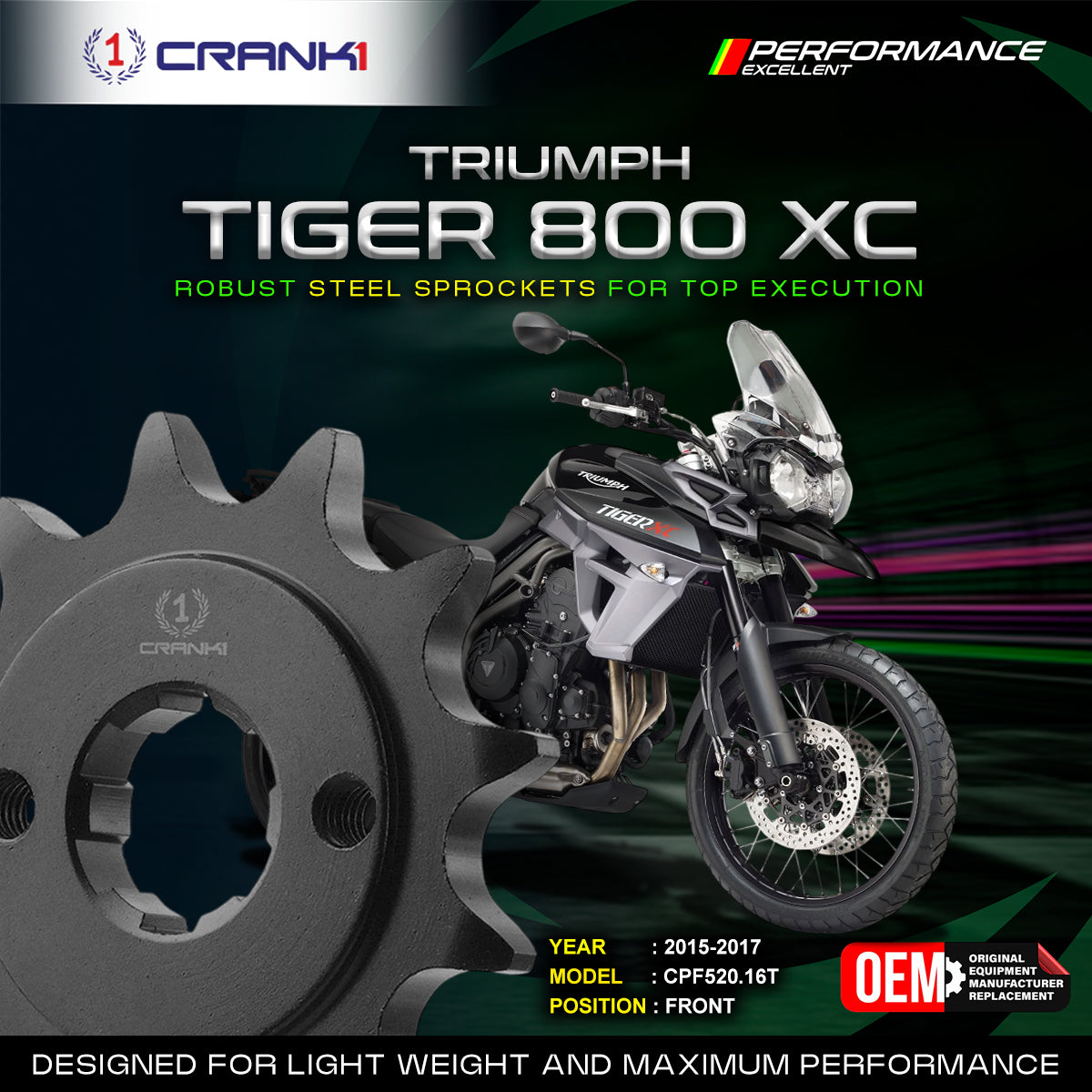 Sprocket For Triumph Tiger 800 XC (2015-2017) - Front - CPF520.16T