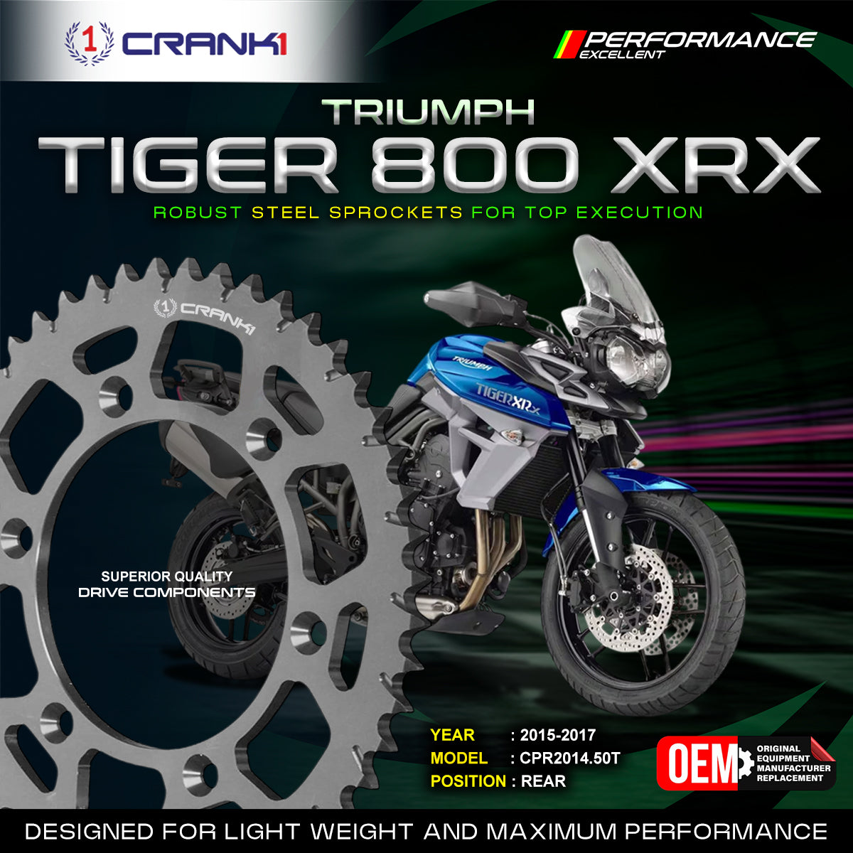 Sprocket For Triumph Tiger 800 XRX (2015-2017) - Rear - CPR2014.50T