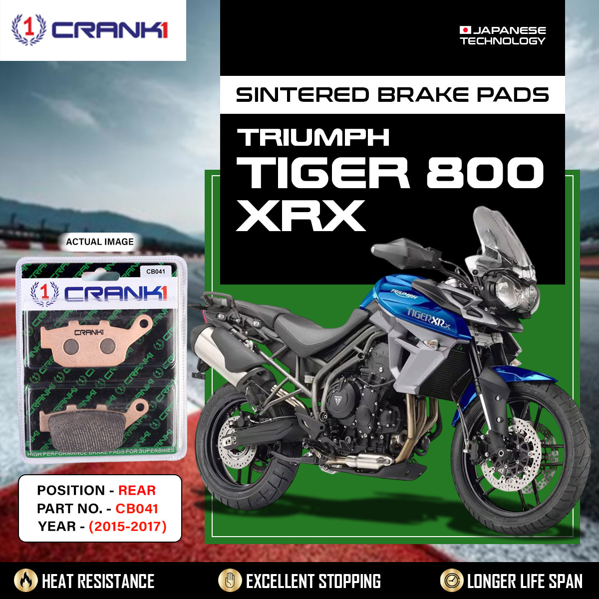 Sintered Brake Pads For Triumph Tiger 800 XRX (2015-2017) - Rear - CB041