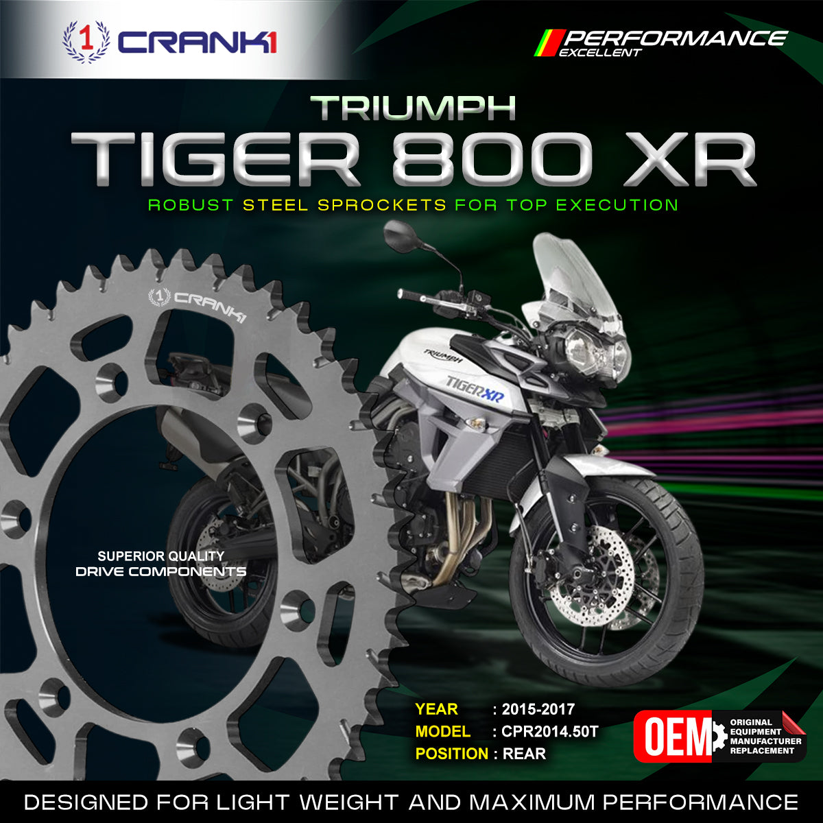 Sprocket For Triumph Tiger 800 XR (2015-2017) - Rear - CPR2014.50T
