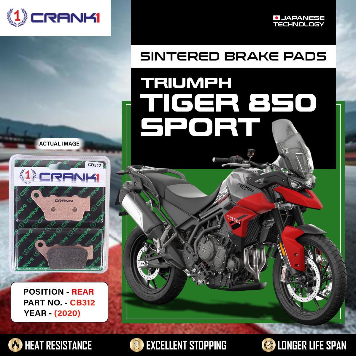 Sintered Brake Pads For Triumph Tiger 850 Sport (2020) - Rear - CB312