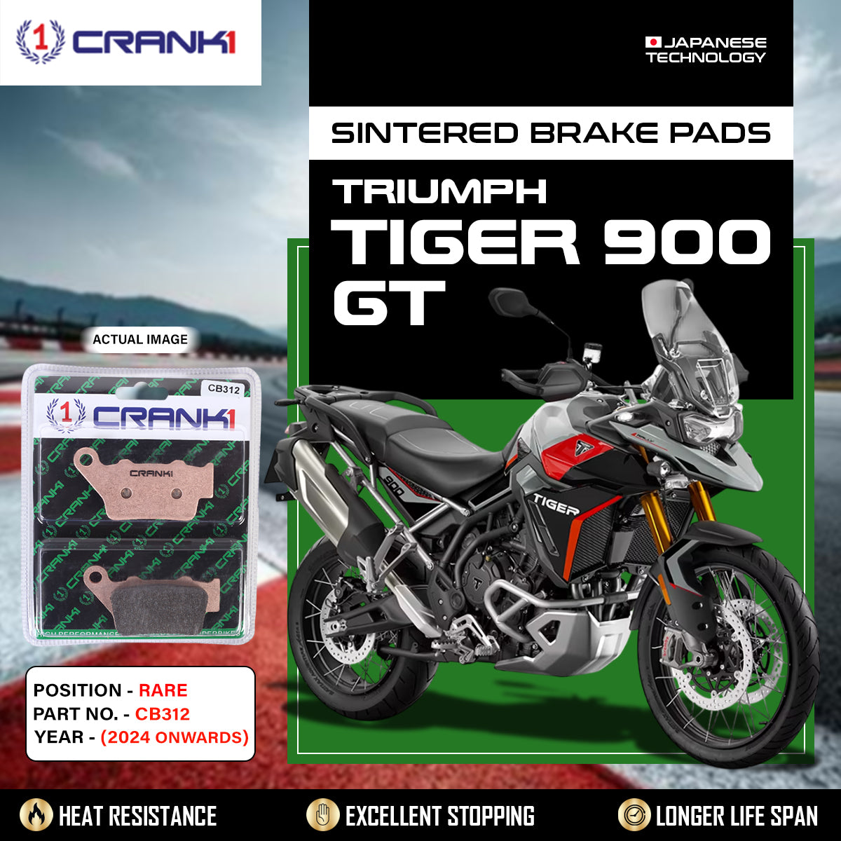 Sintered Brake Pads For Triumph Tiger 900 GT (2024 Onwards) - Rear - CB312