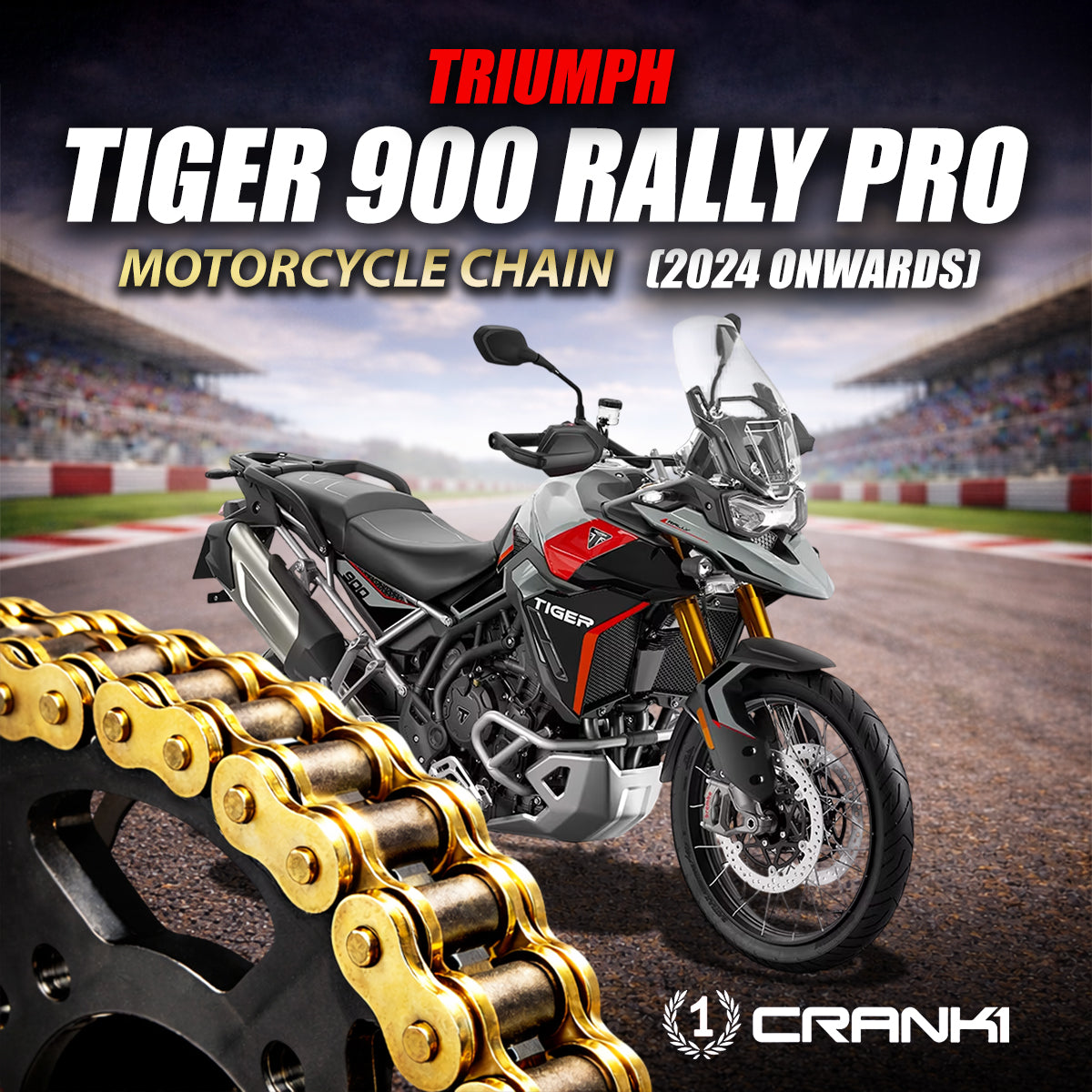 Chain For Triumph Tiger 900 Rally Pro (2024 Onwards) - 525 Pitch x 122 Links Gold (ZVMX)