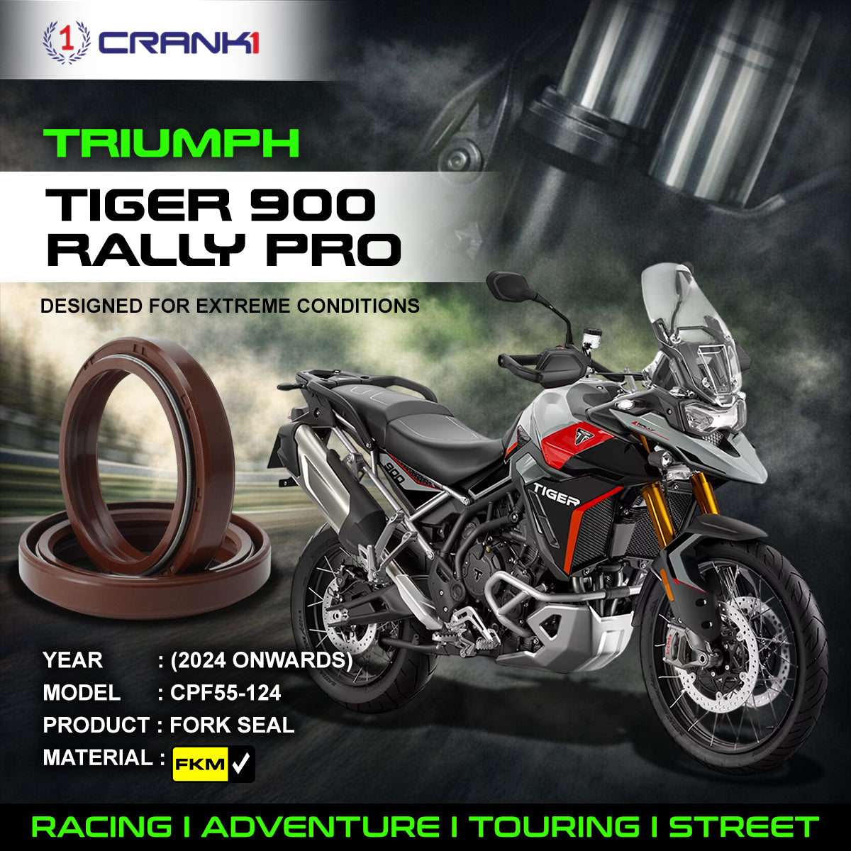 Fork Oil Seals Pair For Triumph Tiger 900 Rally Pro (2024 Onwards) - CPF55-124