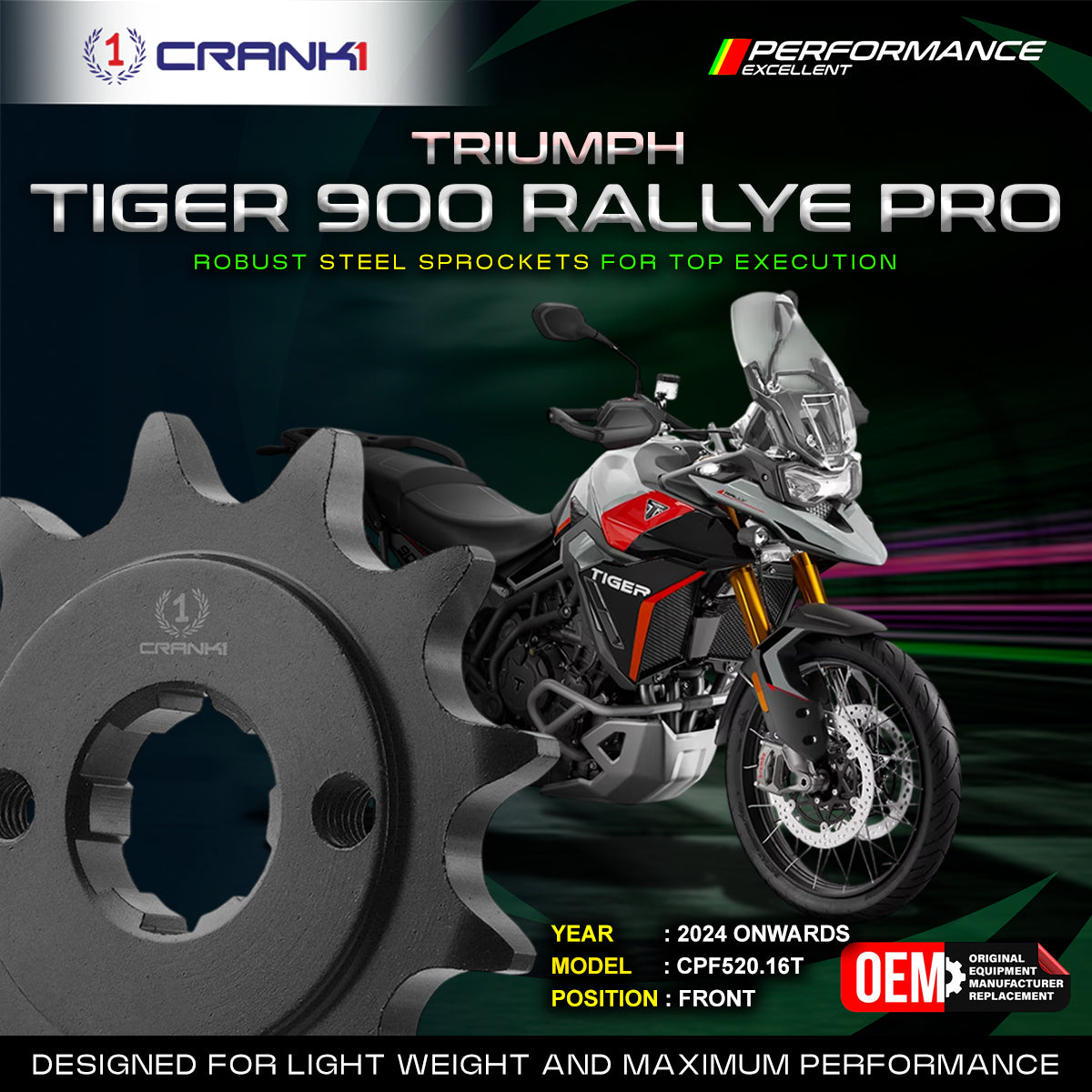 Sprocket For Triumph Tiger 900 Rally Pro (2024 Onwards) - Front - CPF520.16T
