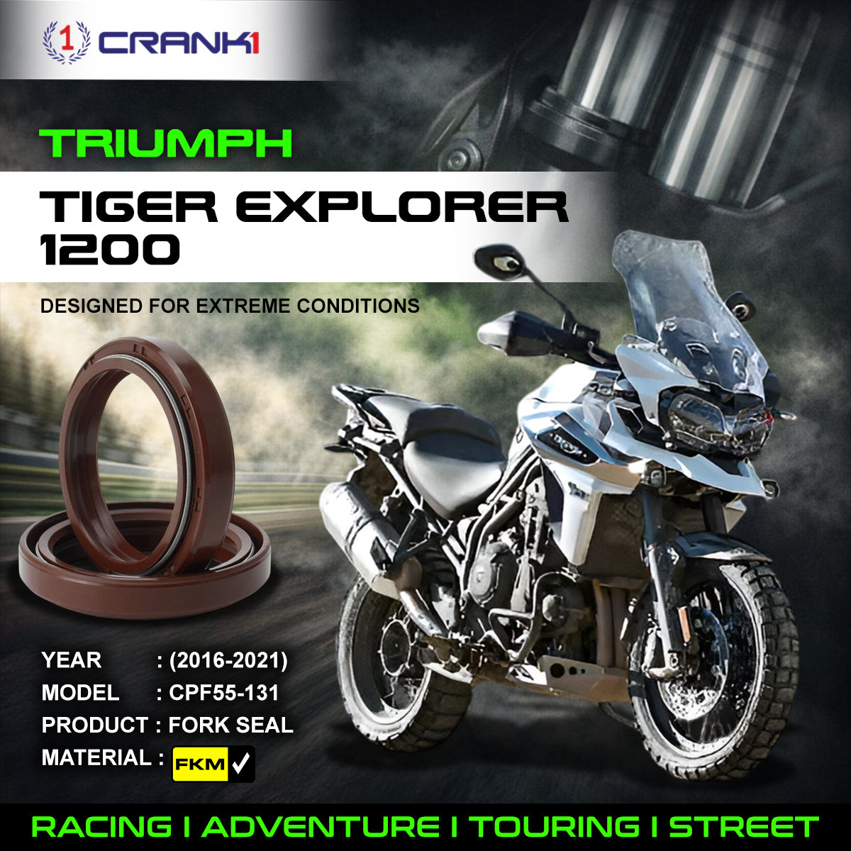 Fork Oil Seals Pair For Triumph Tiger Explorer 1200 (2016-2021) - CPF55-131