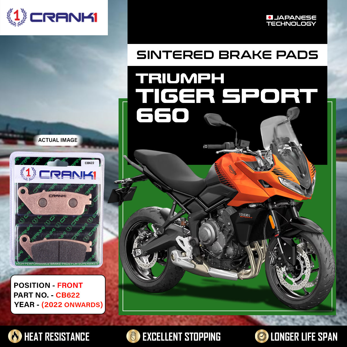 Sintered  Brake Pads For Triumph Tiger Sport 660 (2022 Onwards) - Front - CB622 - 2 Sets