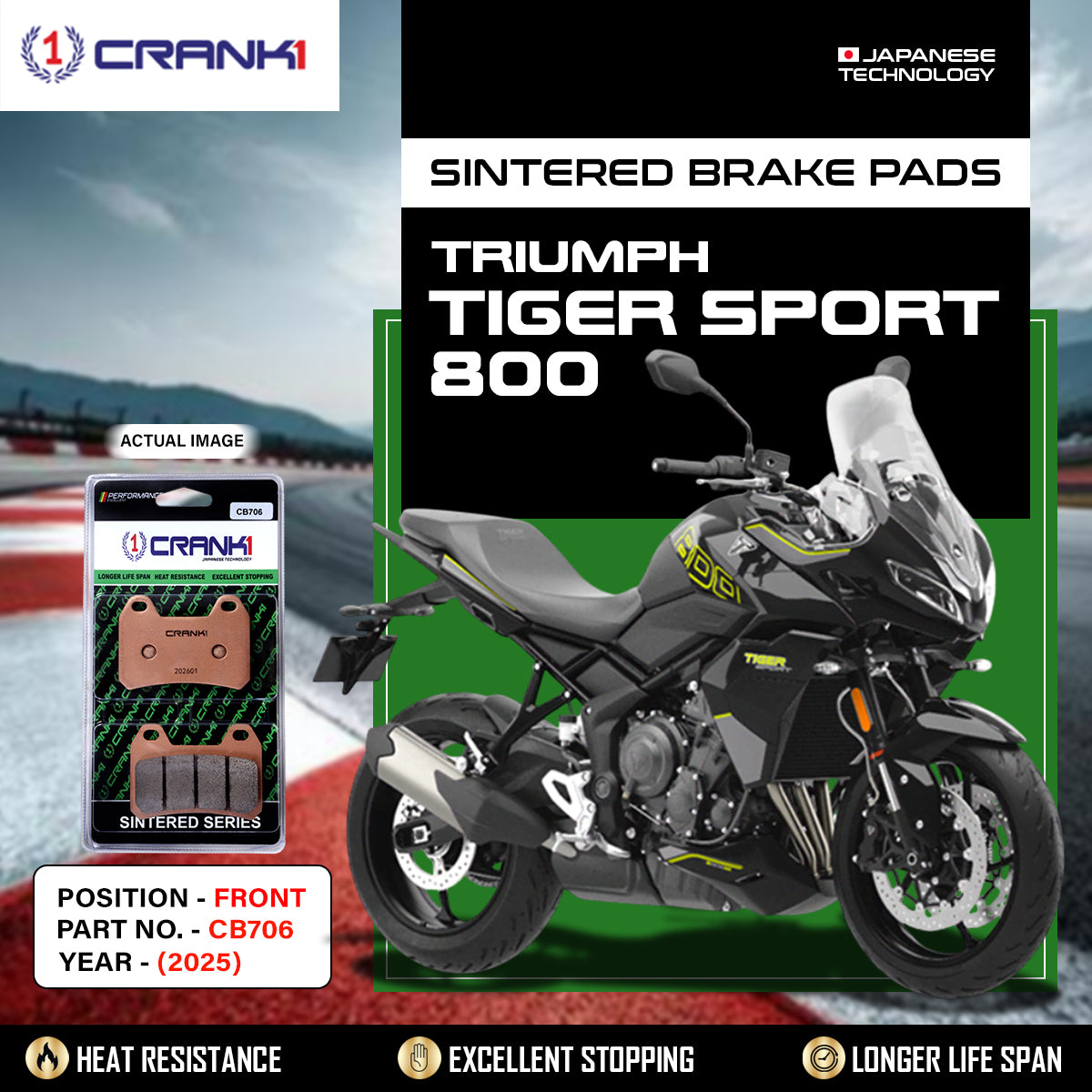 Sintered Brake Pads For Triumph Tiger Sport 800 (2025) - Front - CB706 - 2 Sets