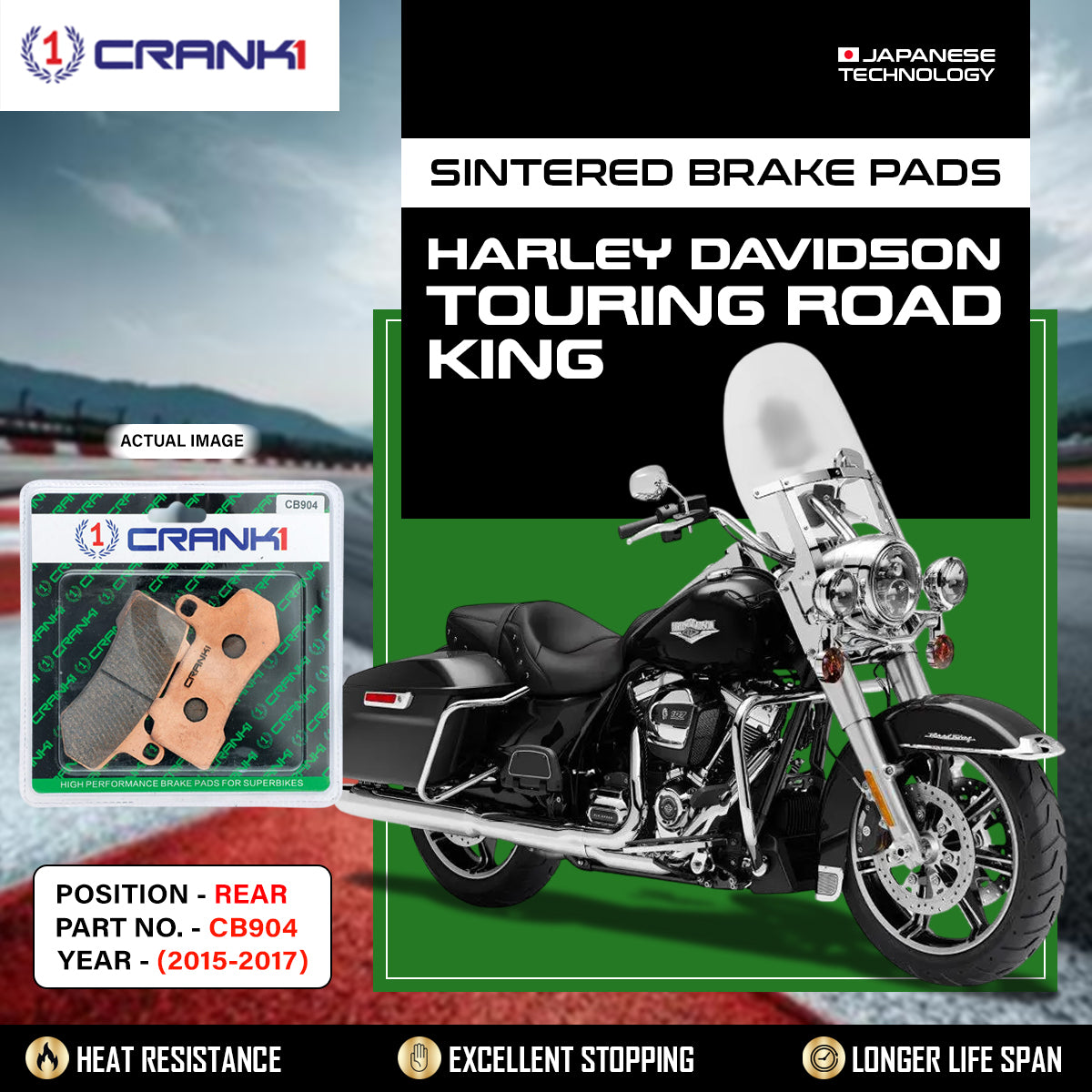 Sintered Brake Pads For Harley Davidson Touring Road King (2015-2017) - Rear - CB904