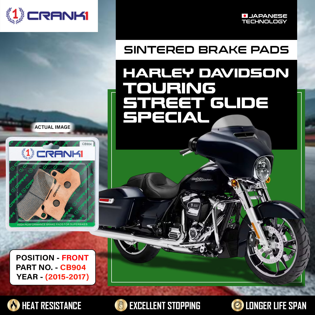 Sintered Brake Pads For Harley Davidson Touring Street Glide Special (2015-2017) - Front - CB904 - 2 Sets