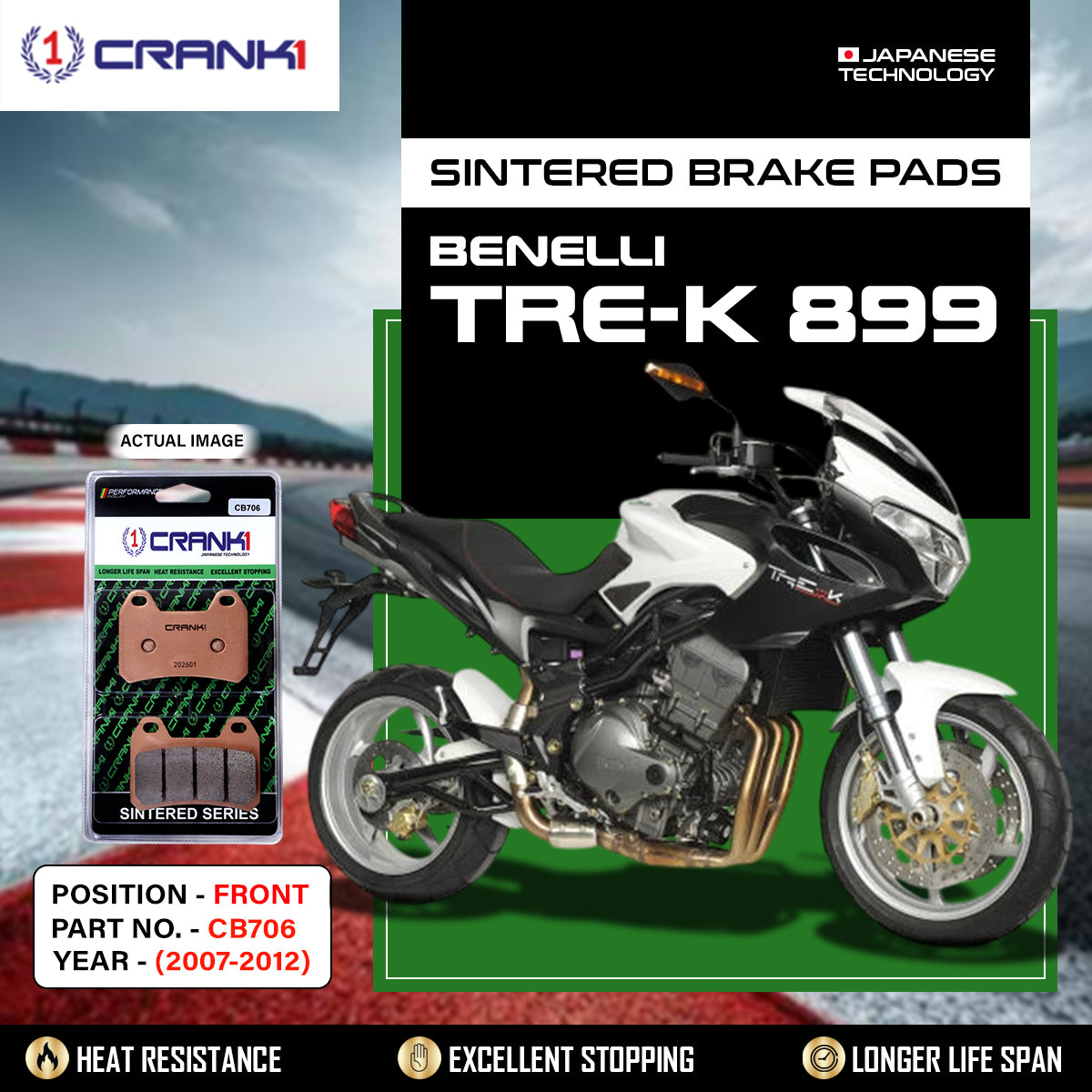 Sintered Brake Pads For Benelli Tre-K 899 (2007-2012) - Front - CB706 - 2 Sets