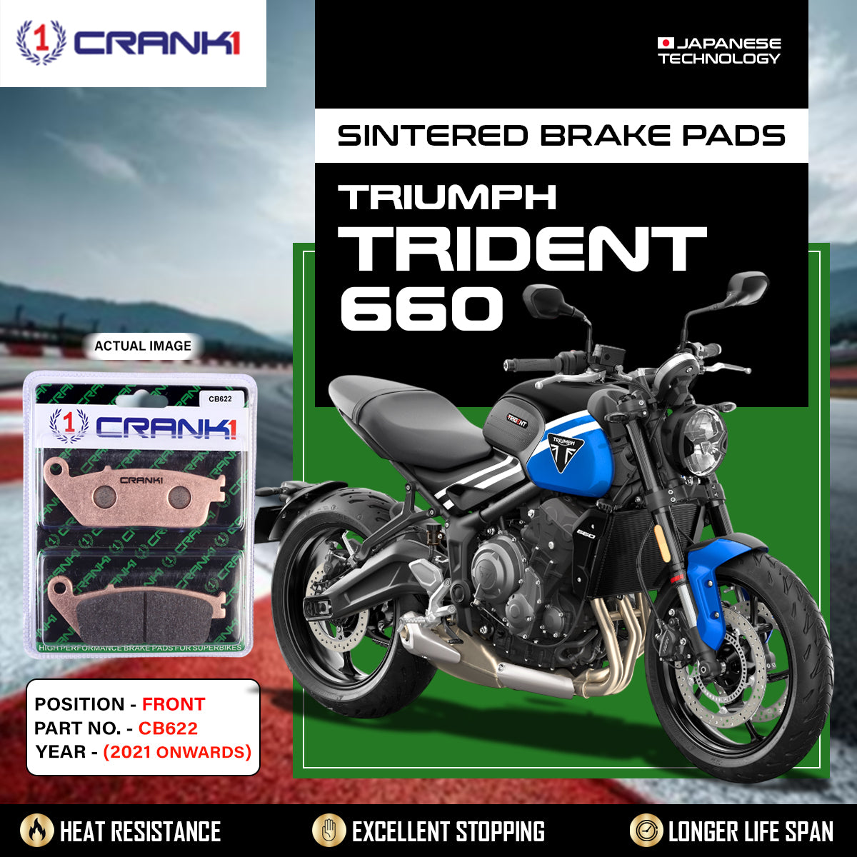 Sintered Brake Pads For Triumph Trident 660 (2021 Onwards) - Front - CB622 - 2 Sets