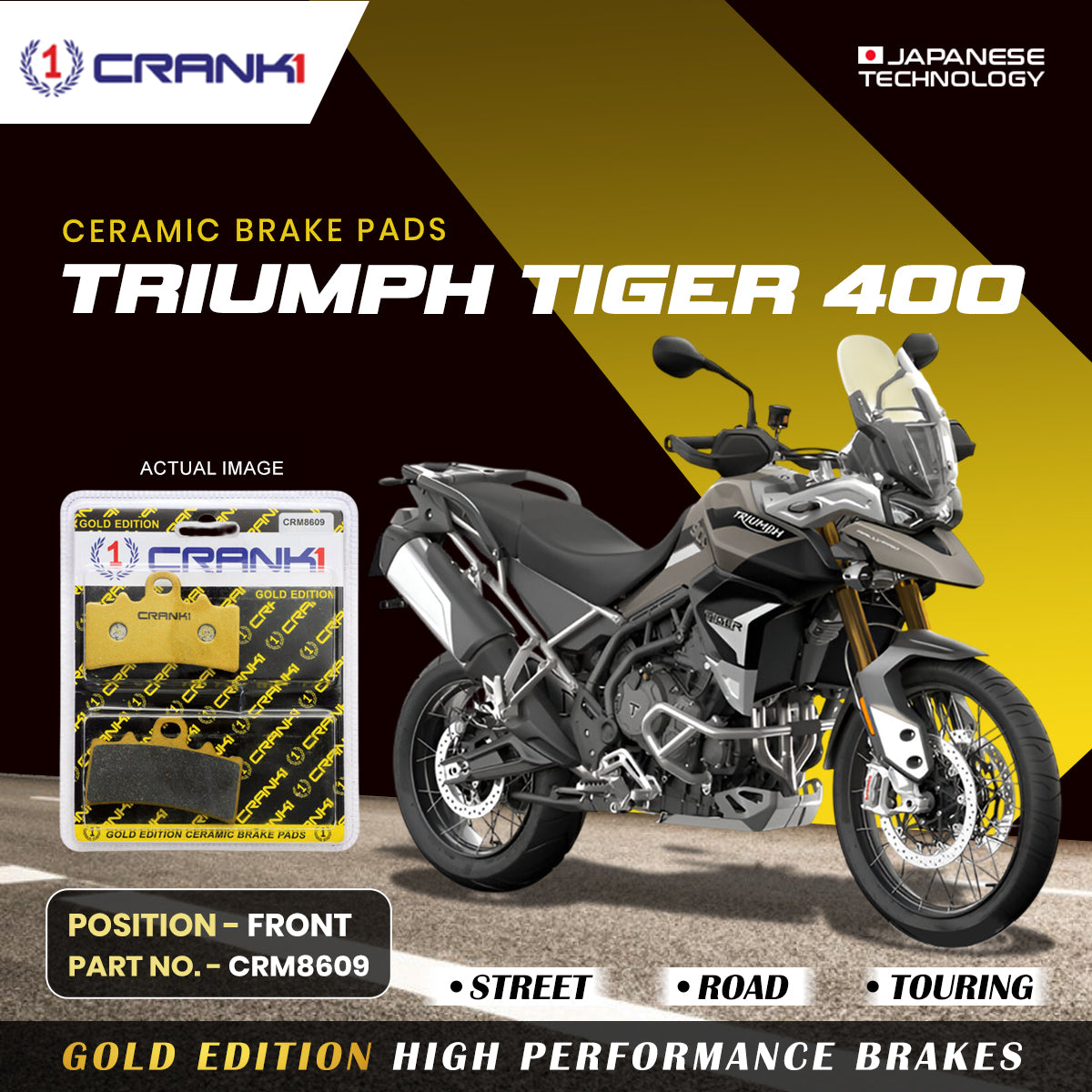 Ceramic Brake Pads For Triumph Tiger 400 - Front - CRM8609