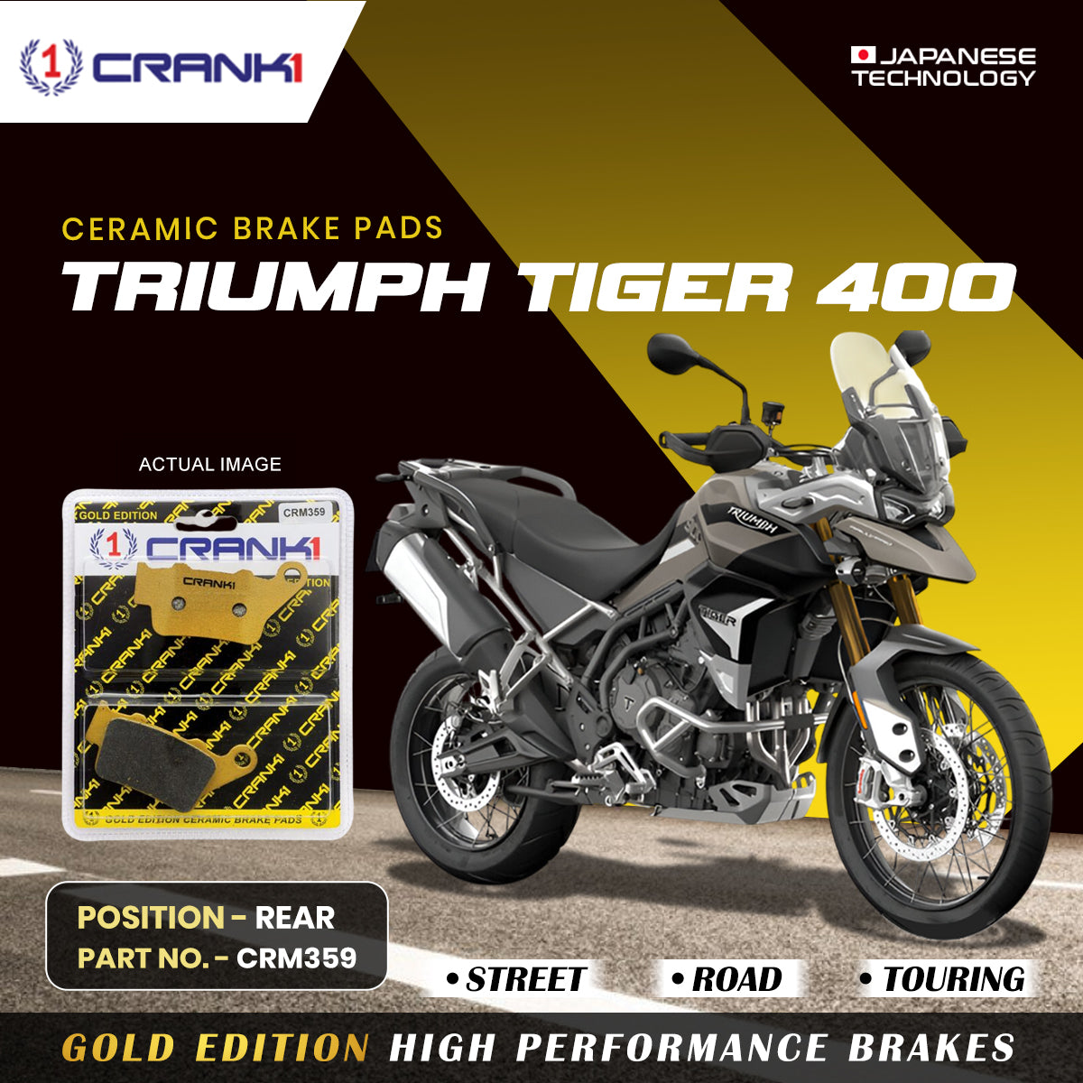 Ceramic Brake Pads For Triumph Tiger 400 - Rear - CRM359