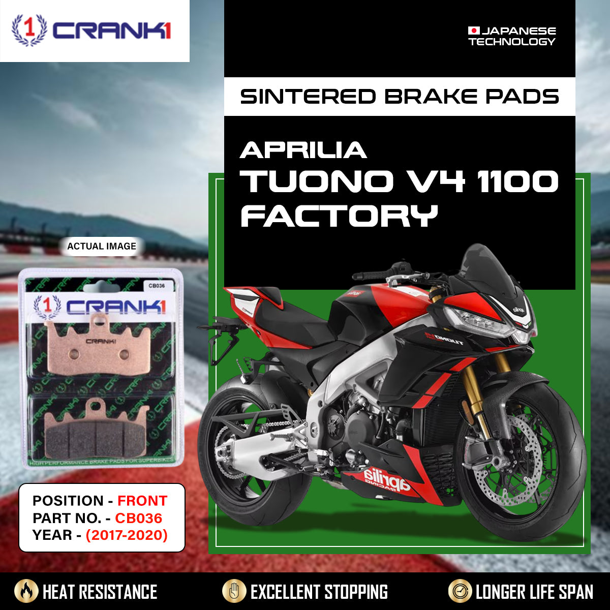Sintered Brake Pads For Aprilia Tuono V4 1100 Factory (2017-2020) - Front - CB036 - 2 Sets