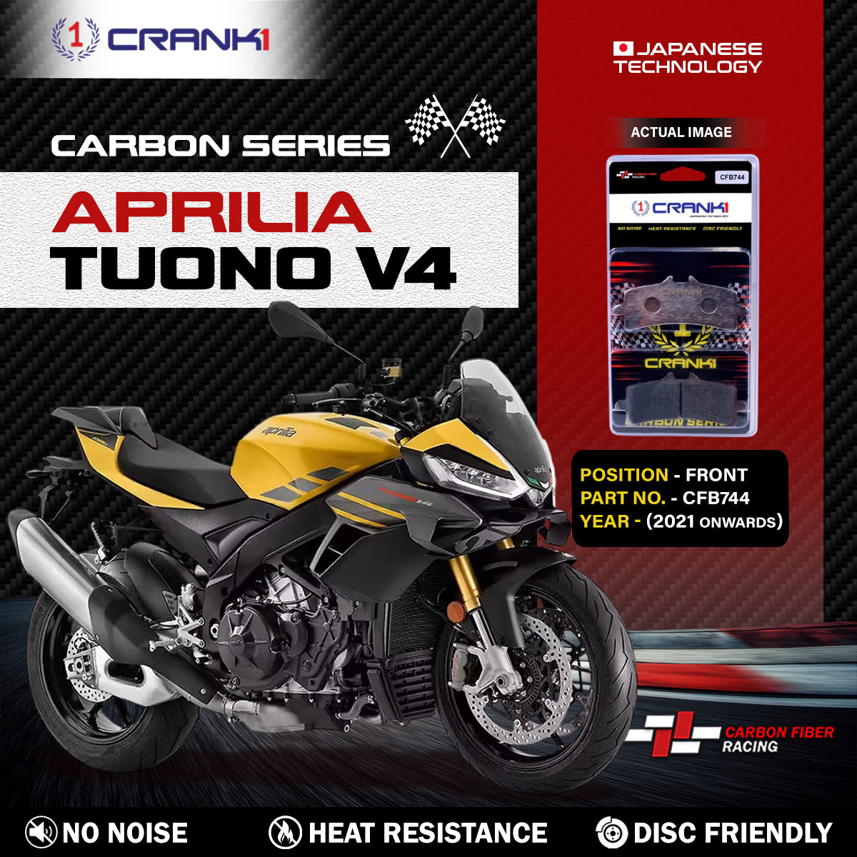 Carbon Brake Pads For Aprilia Tuono V4 (2021 Onwards) - Front - CFB744 - 2 Sets