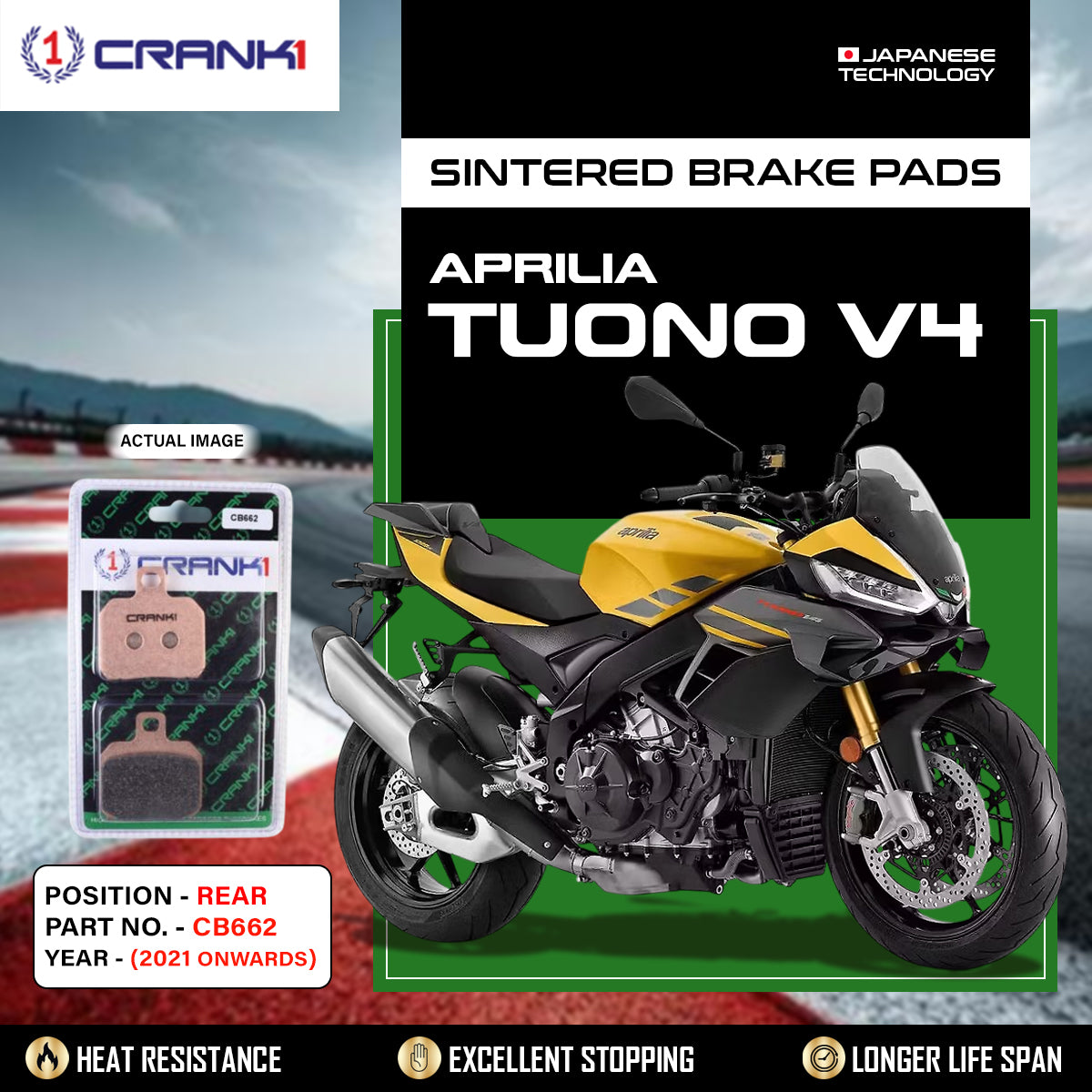 Sintered Brake Pads For Aprilia Tuono V4 (2021 Onwards) - Rear - CB662