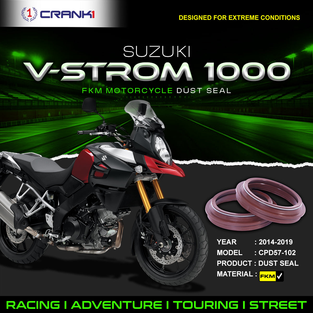 Fork Dust Seals Pair For Suzuki V-Strom 1000 (2014-2019) - CPD57-102