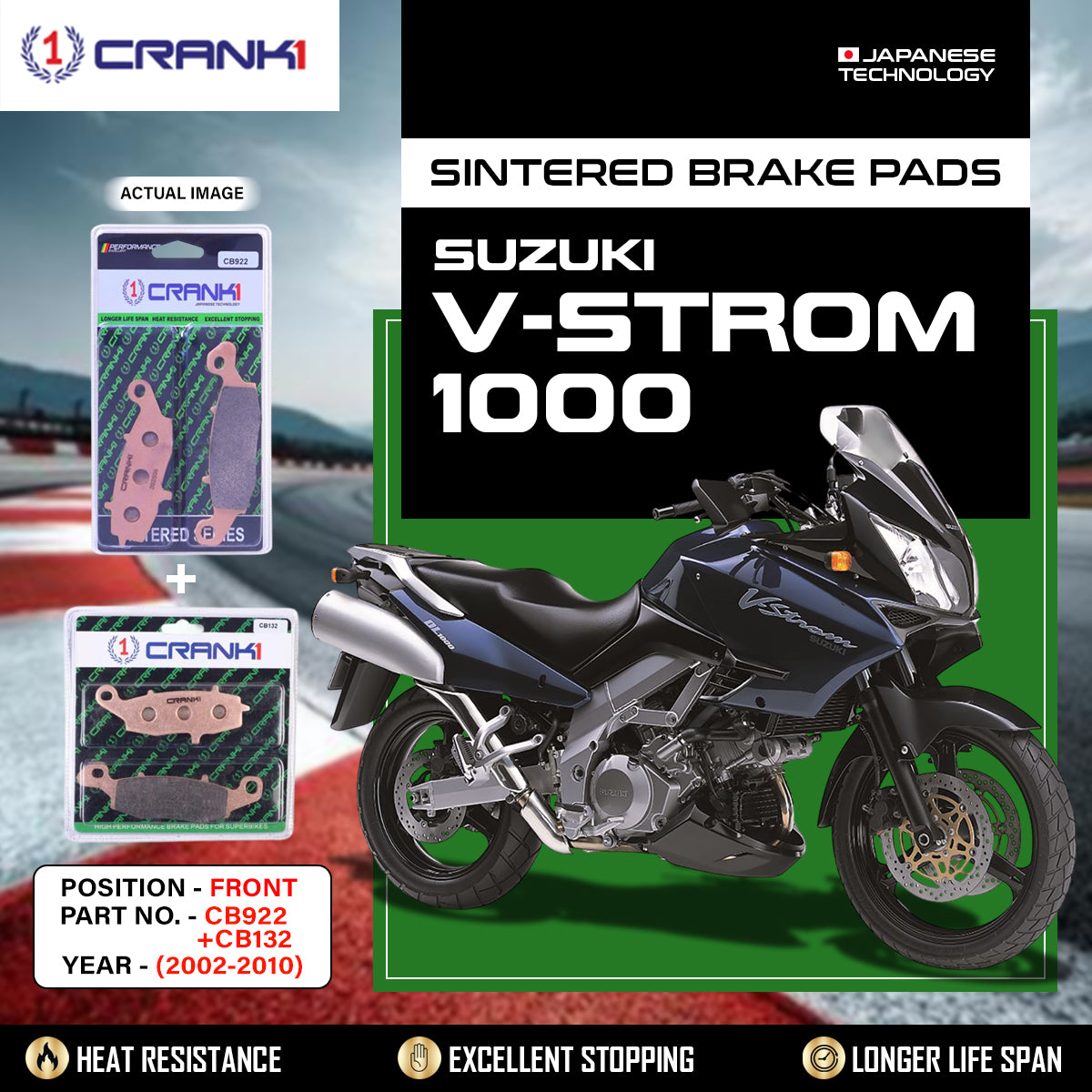 Sintered Brake Pads For Suzuki V-Strom 1000 (2002-2010) - Front - CB922 + CB132 - 2 Sets