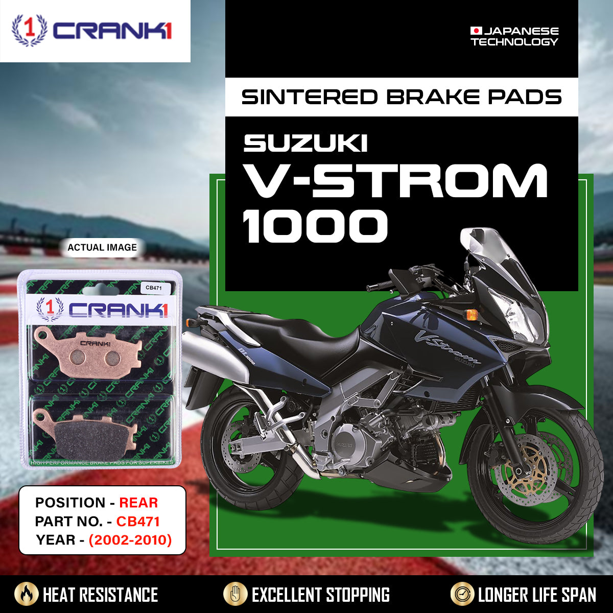 Sintered Brake Pads For Suzuki V-Strom 1000 (2002-2010) - Rear - CB471