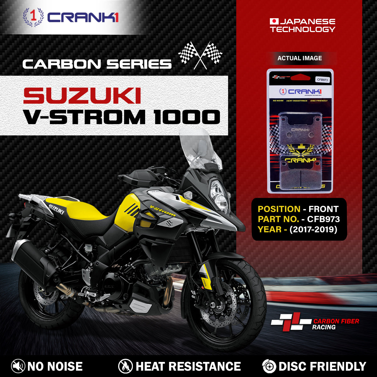 Carbon Brake Pads For Suzuki V-Strom 1000 (2017-2019) - Front - CFB973 - 2 Sets