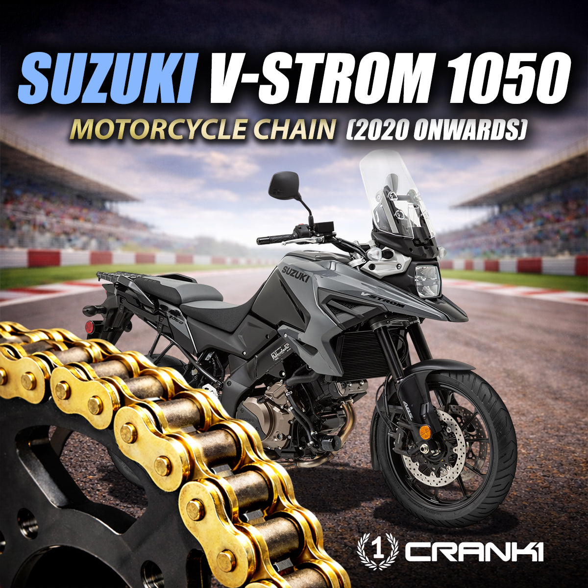 Chain For Suzuki V-Strom 1050 (2020 Onwards) - 525 Pitch x 120 Links Gold (ZVMX)