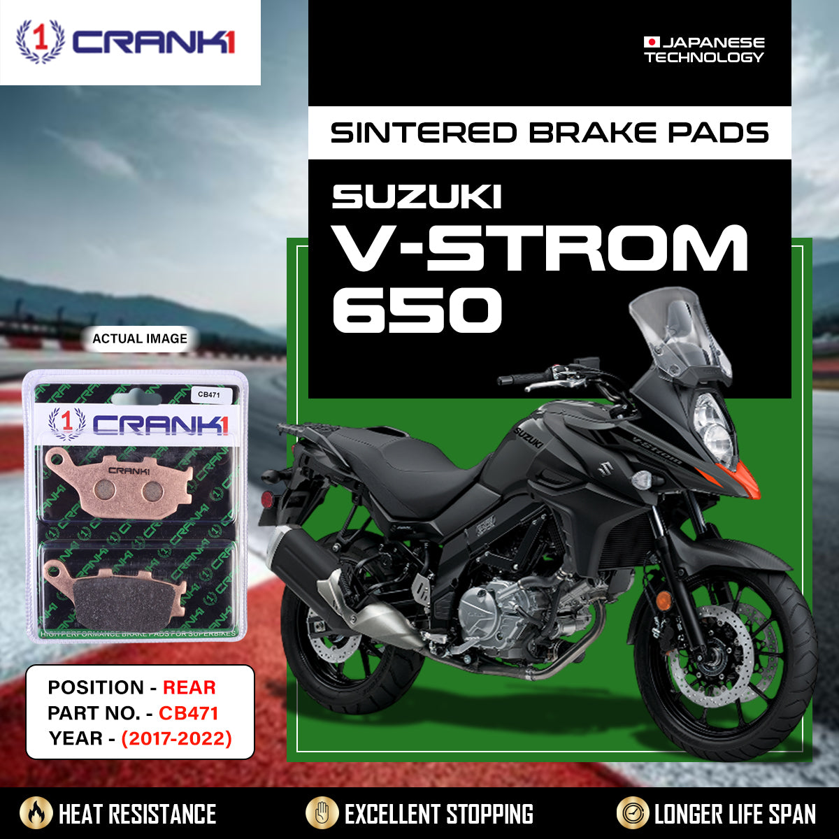 Sintered Brake Pads For Suzuki V-Strom 650 (2017-2022) - Rear - CB471