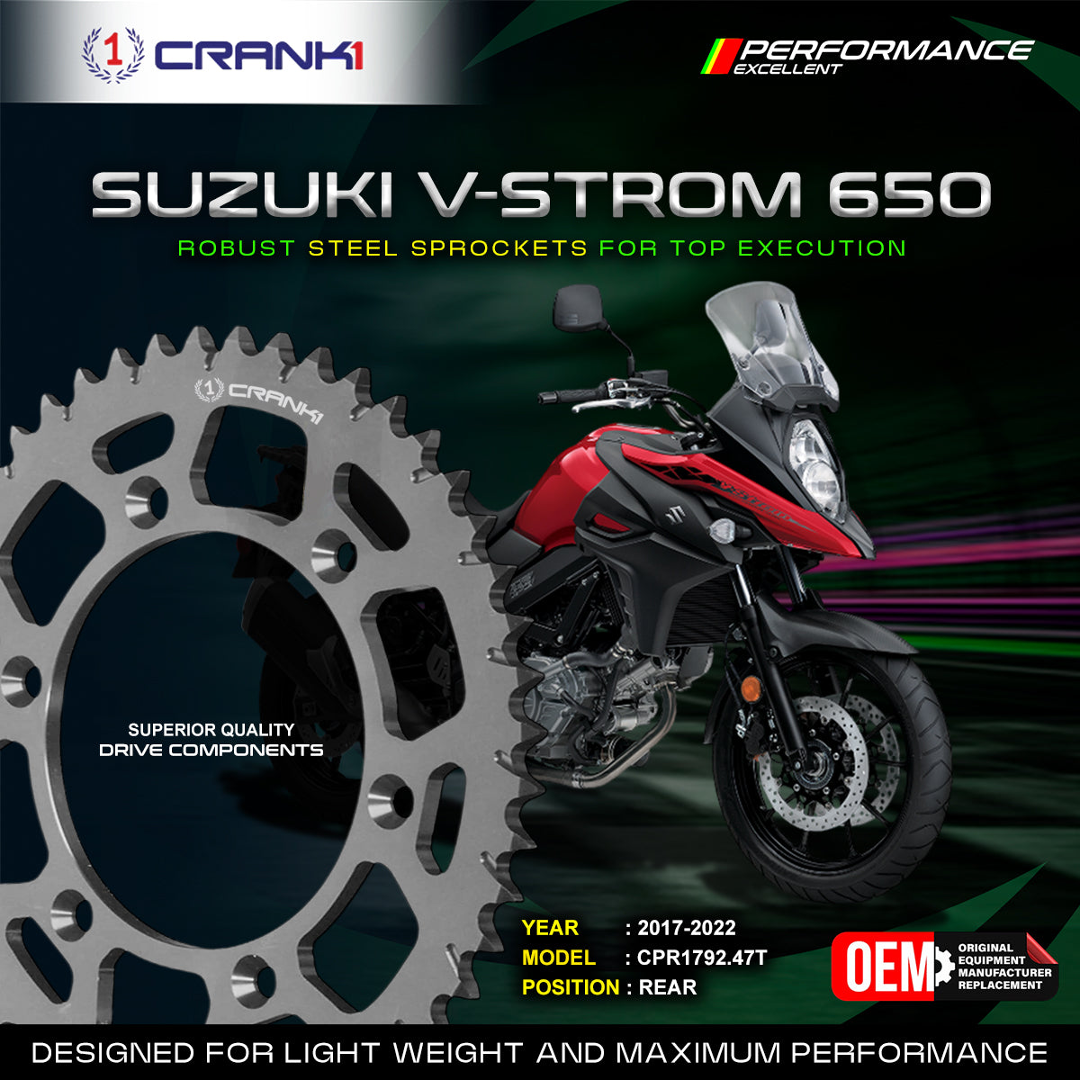 Sprocket For Suzuki V-Strom 650 (2017-2022) - Rear - CPR1792.47T