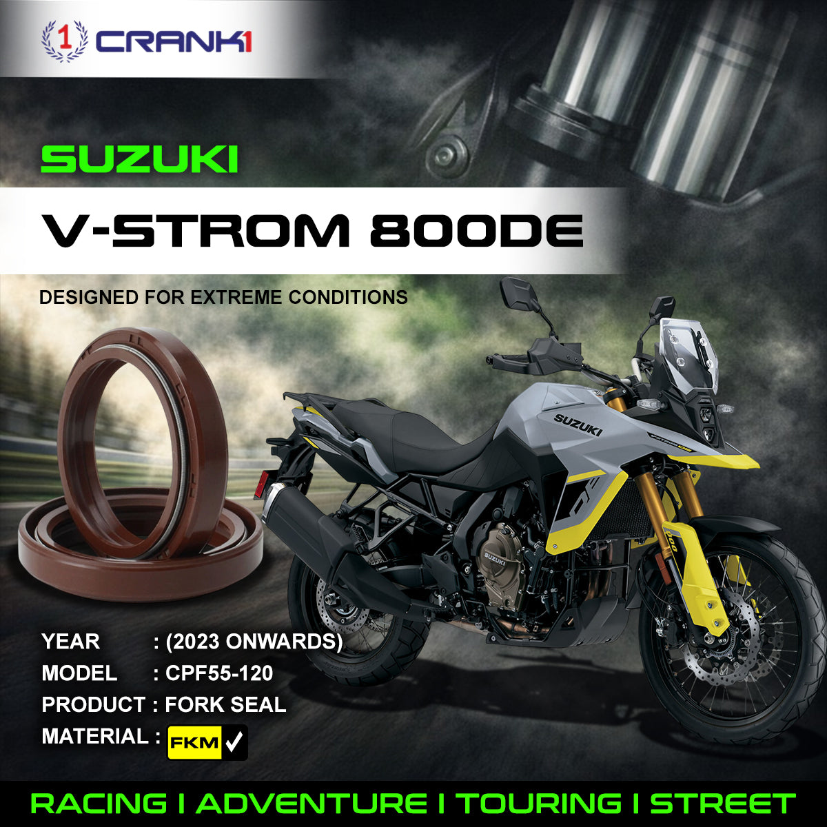 Fork Oil Seals Pair For Suzuki V-Strom 800DE	(2023 Onwards) - CPF55-120