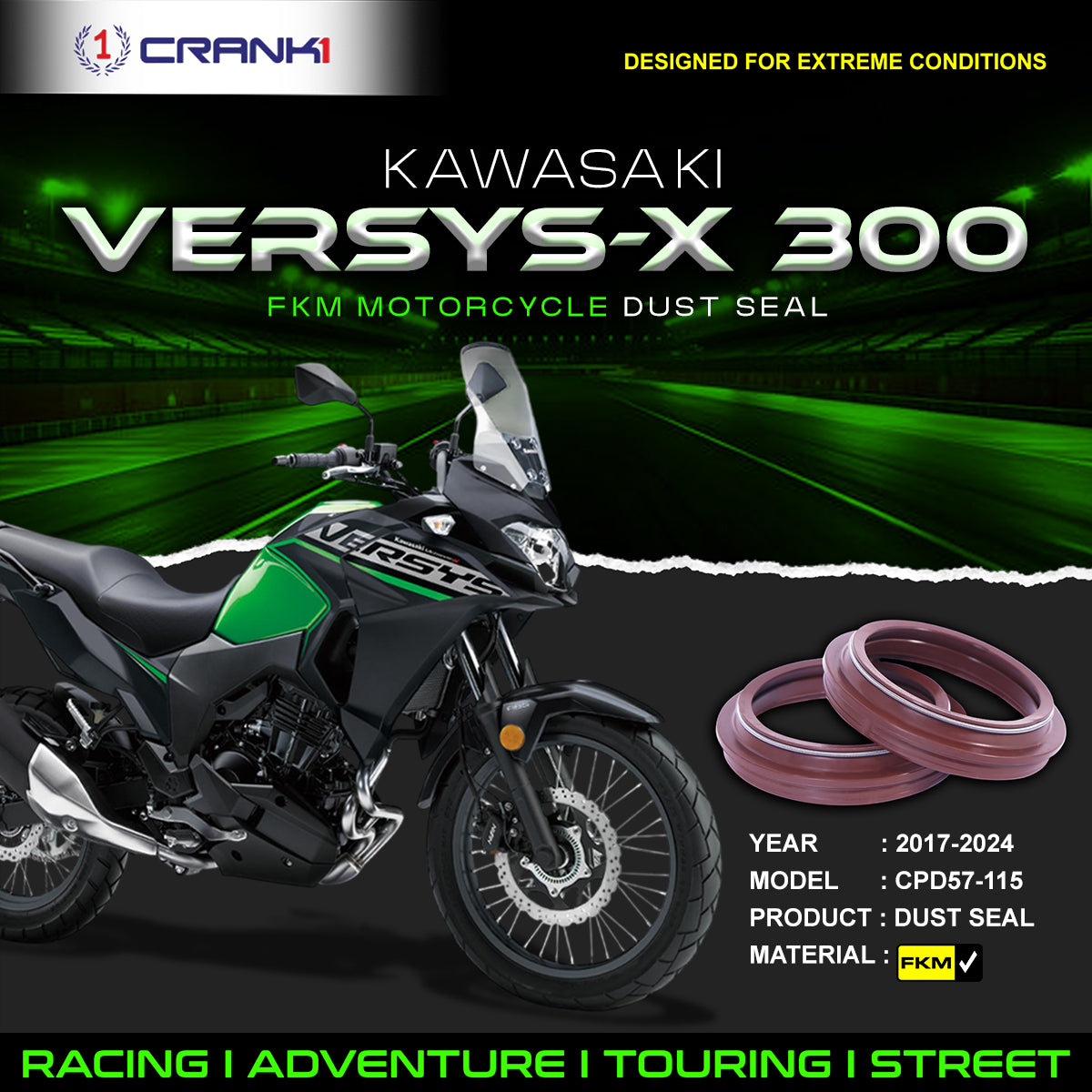 Fork Dust Seals Pair For Kawasaki Versys-X 300 (2017-2024) - CPD57-115