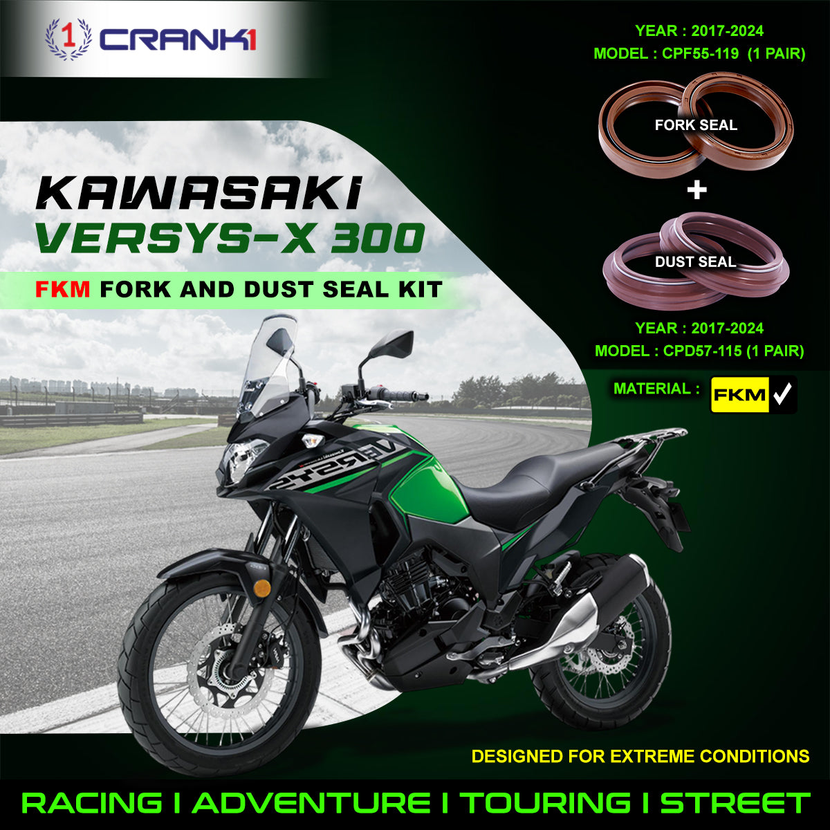 Fork And Dust Seals Kit For Kawasaki Versys-X 300 (2017-2024)