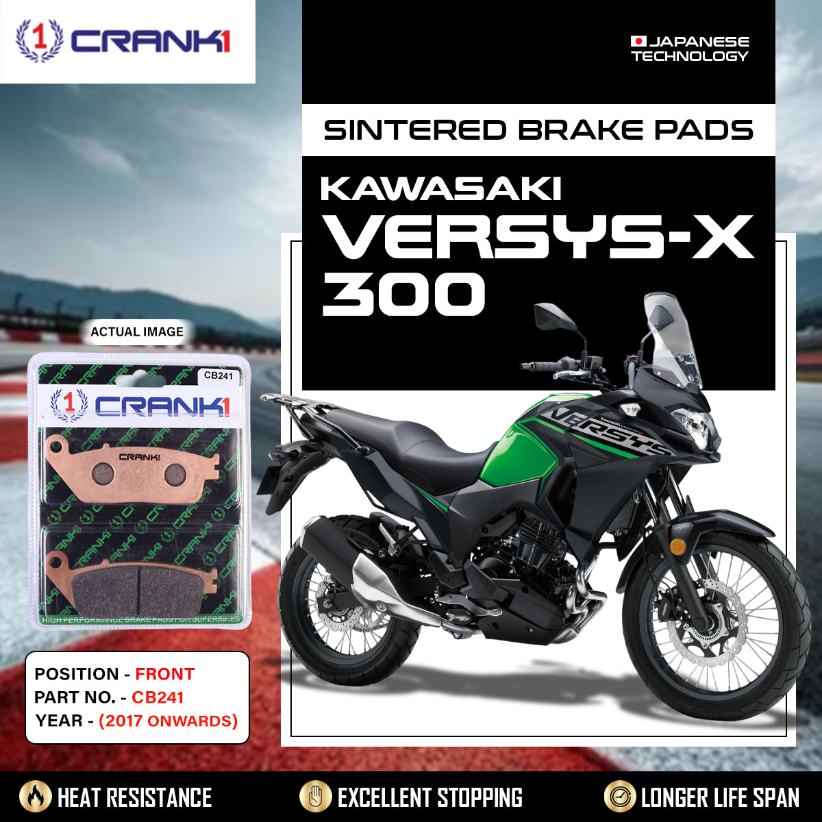 Sintered Brake Pads For Kawasaki Versys-X 300 (2017 Onwards) - Front - CB241