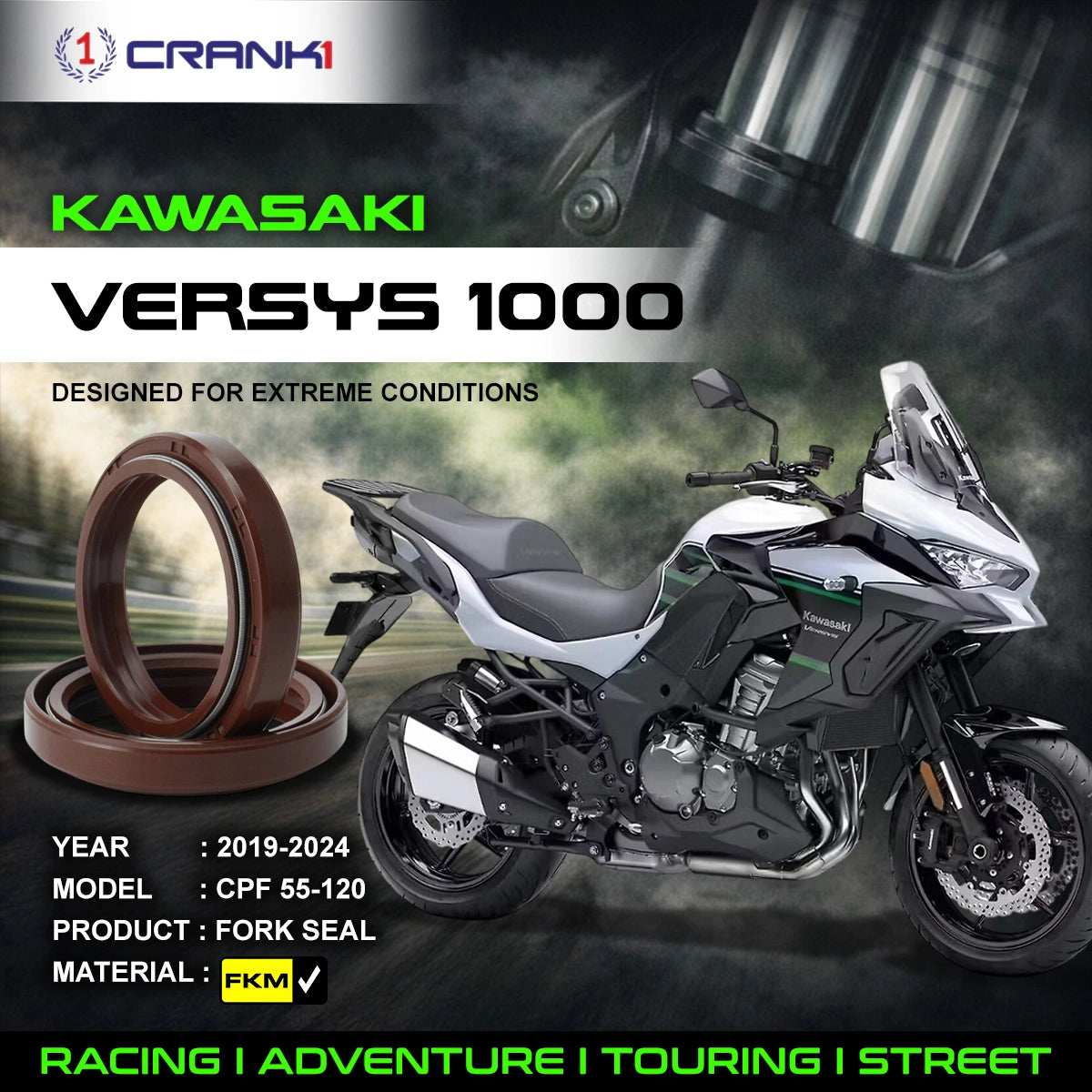 Fork Oil Seals Pair For Kawasaki Versys 1000 (2019-2024) - CPF55-120