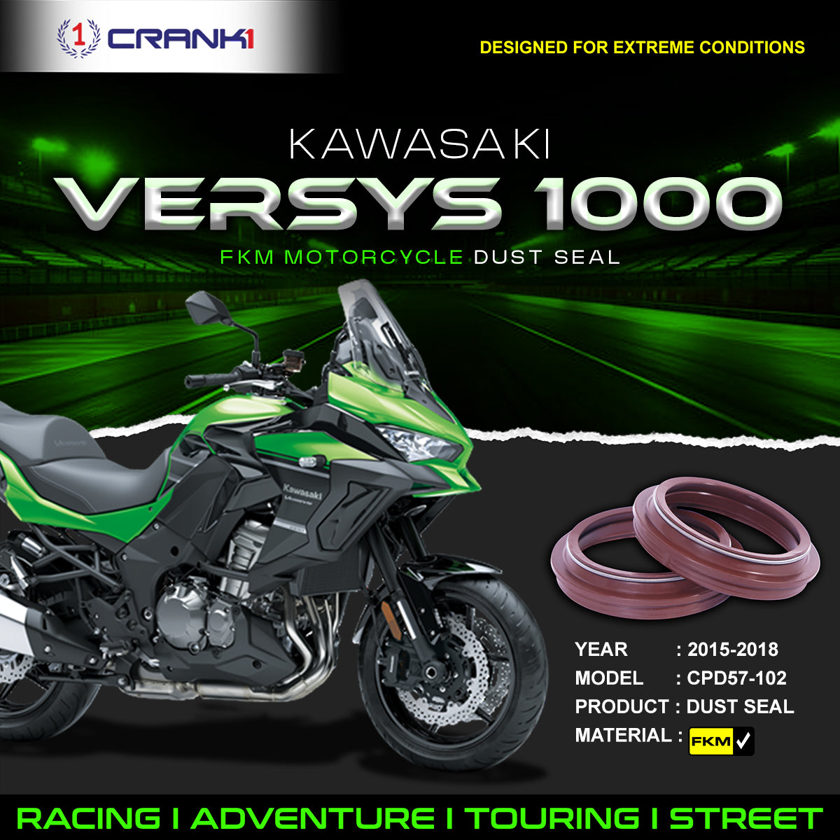 Fork Dust Seals Pair For Kawasaki Versys 1000 (2015-2018) - CPD57-102