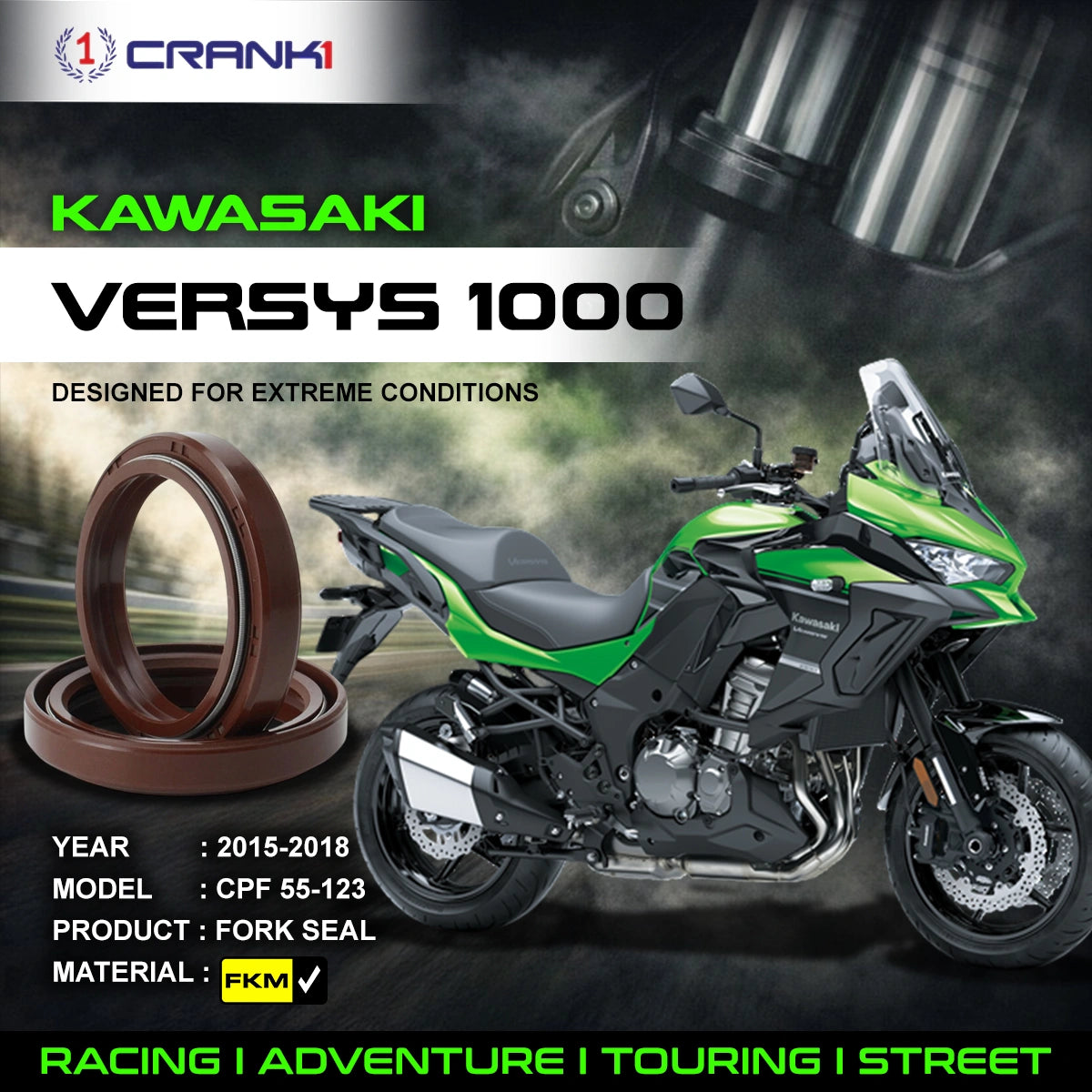 Fork Oil Seals Pair For Kawasaki Versys 1000 (2015-2018) - CPF55-123