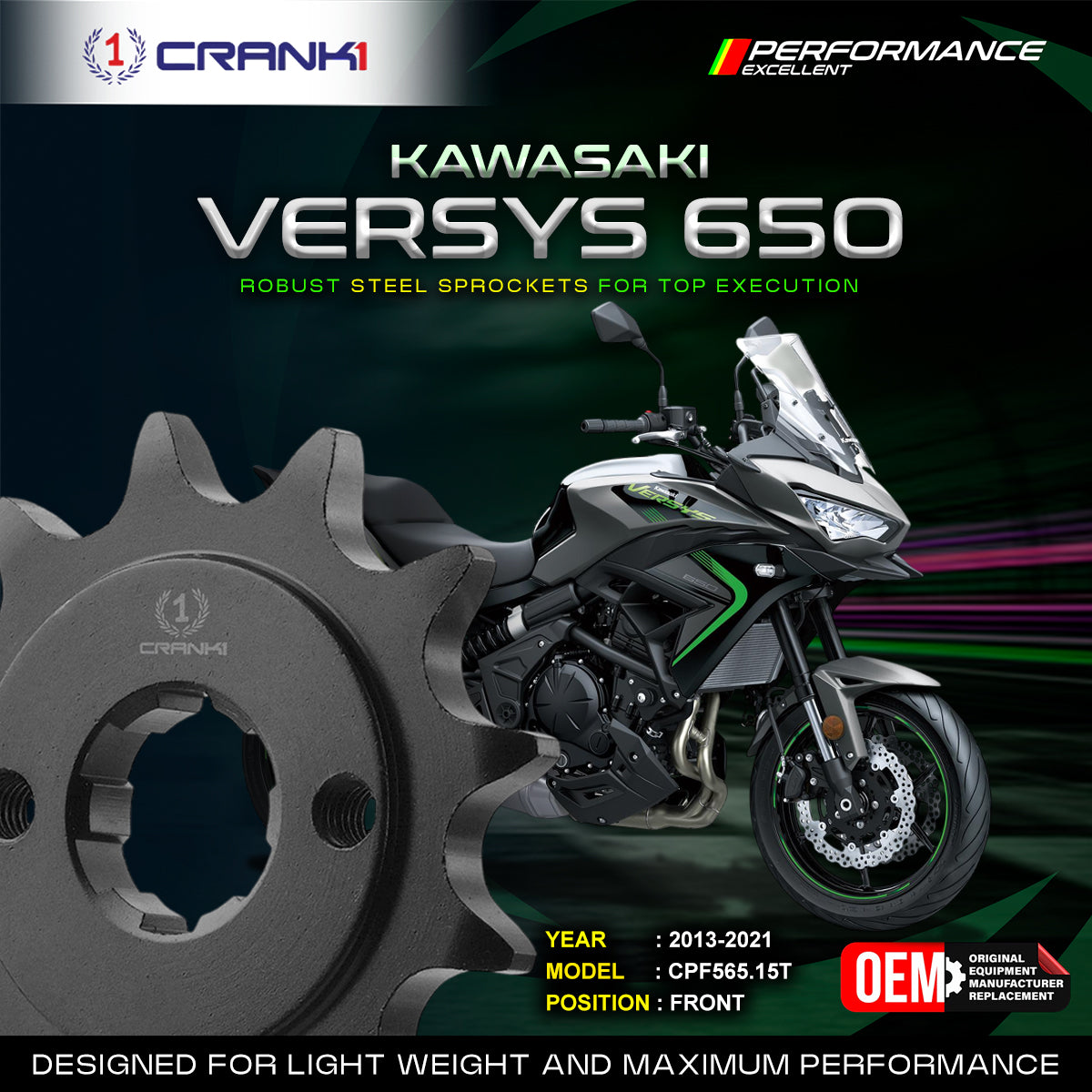 Sprocket For Kawasaki Versys 650 (2013-2021) - Front - CPF565.15T