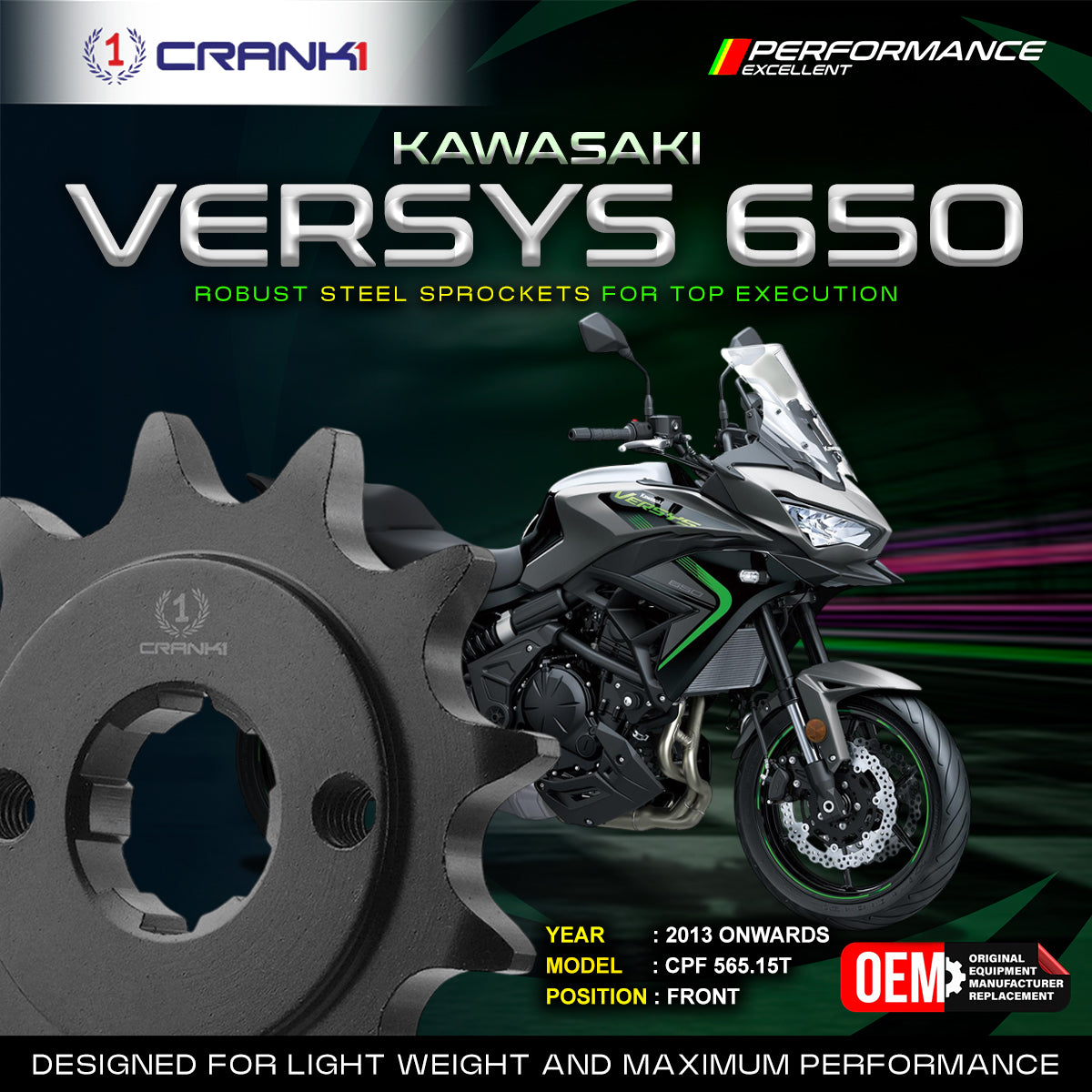 Sprocket For Kawasaki Versys 650 (2013 Onwards) - Front - CPF565.15T