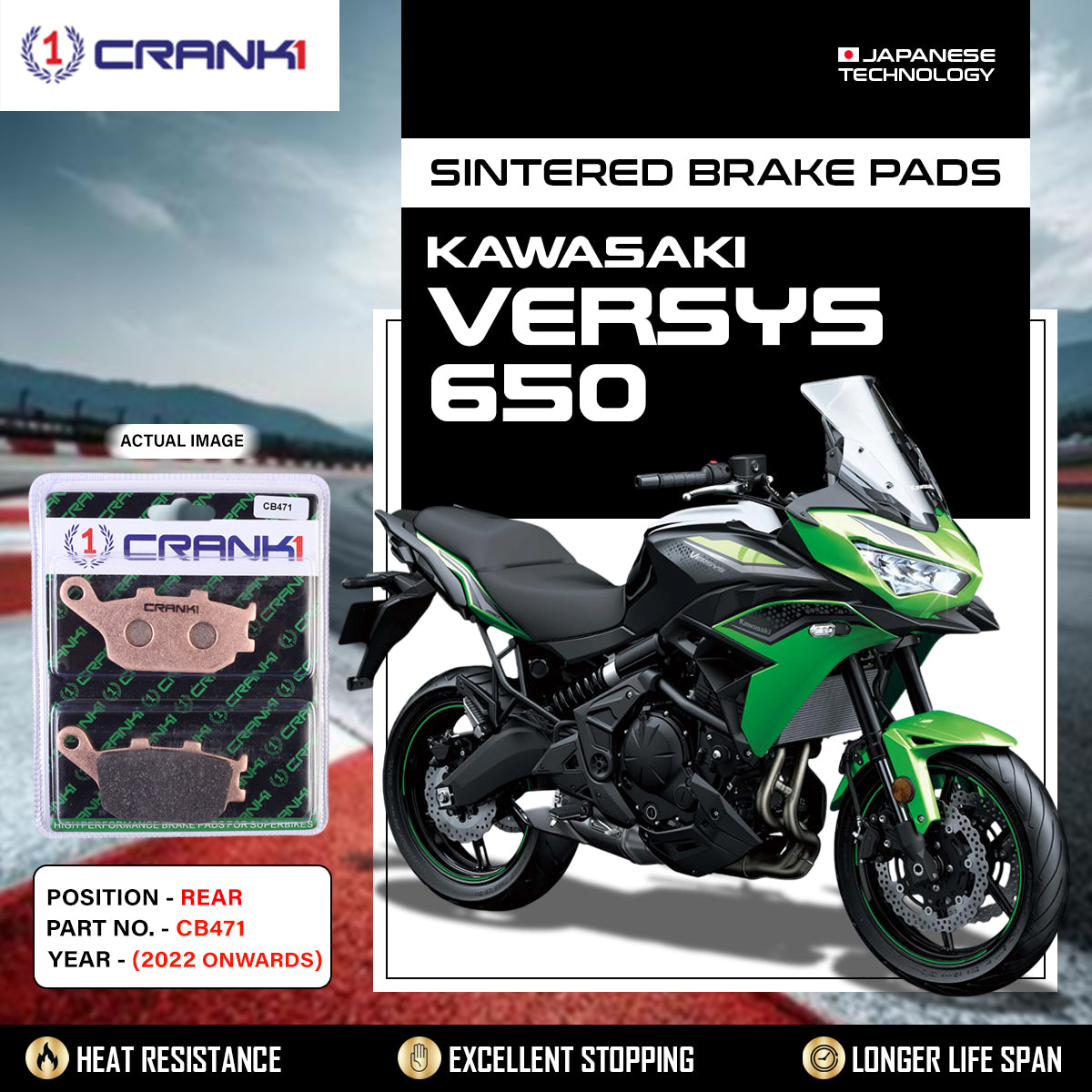 Sintered Brake Pads For Kawasaki Versys 650 (2022 Onwards) - Rear - CB471