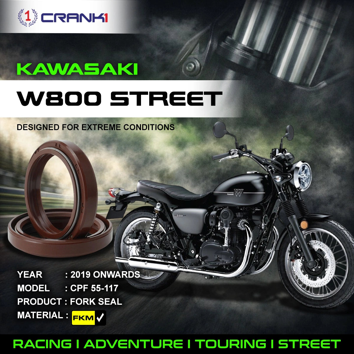 Fork Oil Seals Pair For Kawasaki W800 Street (2019 Onwards) - CPF55-117