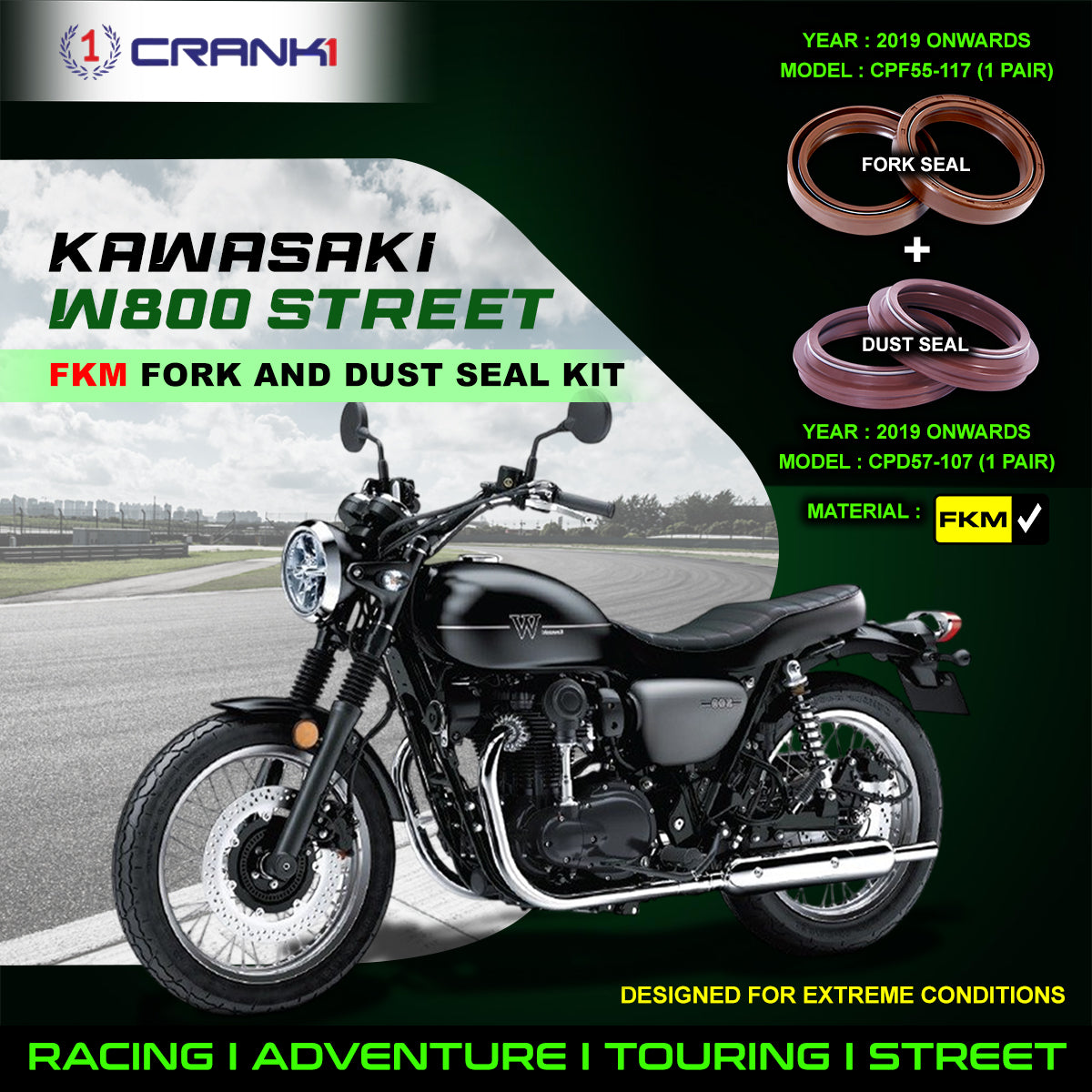 Fork And Dust Seals Kit For Kawasaki W800 Street (2019 Onwards)
