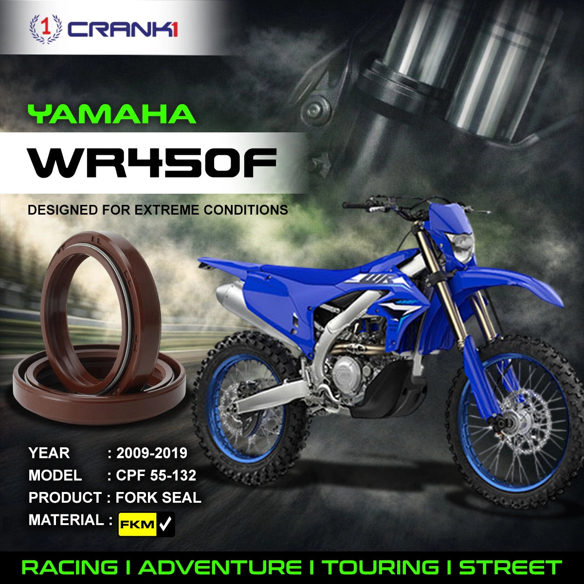 Fork Oil Seals Pair For Yamaha WR450F (2009-2019) - CPF55-132