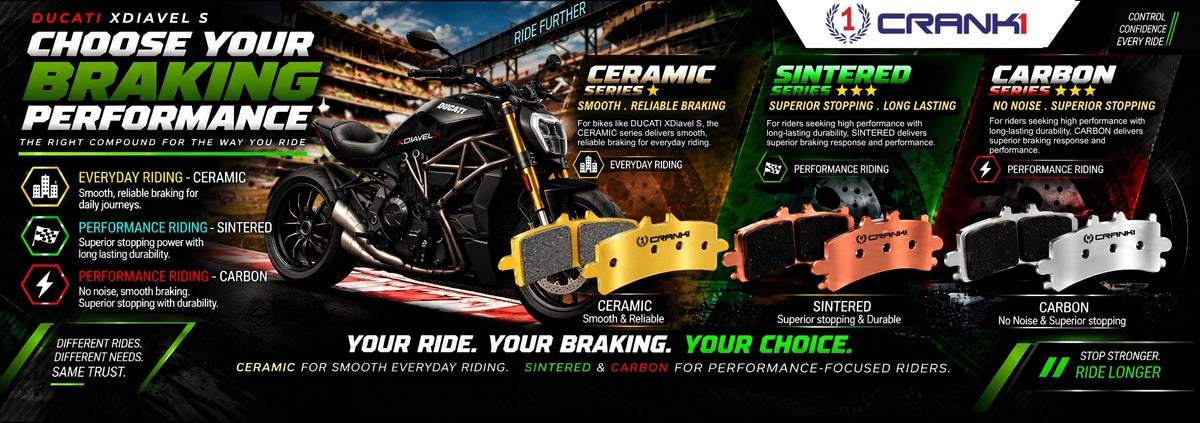 Ceramic Brake Pads For  Ducati XDiavel S  (2016-2020) - Front - CRM1309 - 2 Sets | Smooth Braking | Heat Resistant | Long Life | Disc Friendly