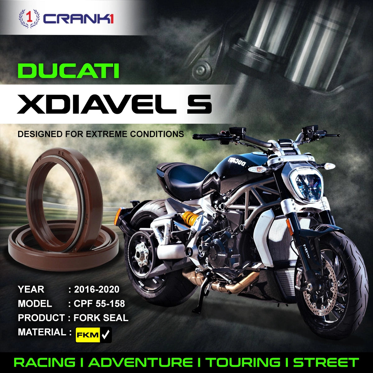 Fork Oil Seals Pair For Ducati XDiavel S (2016-2020) - CPF55-158