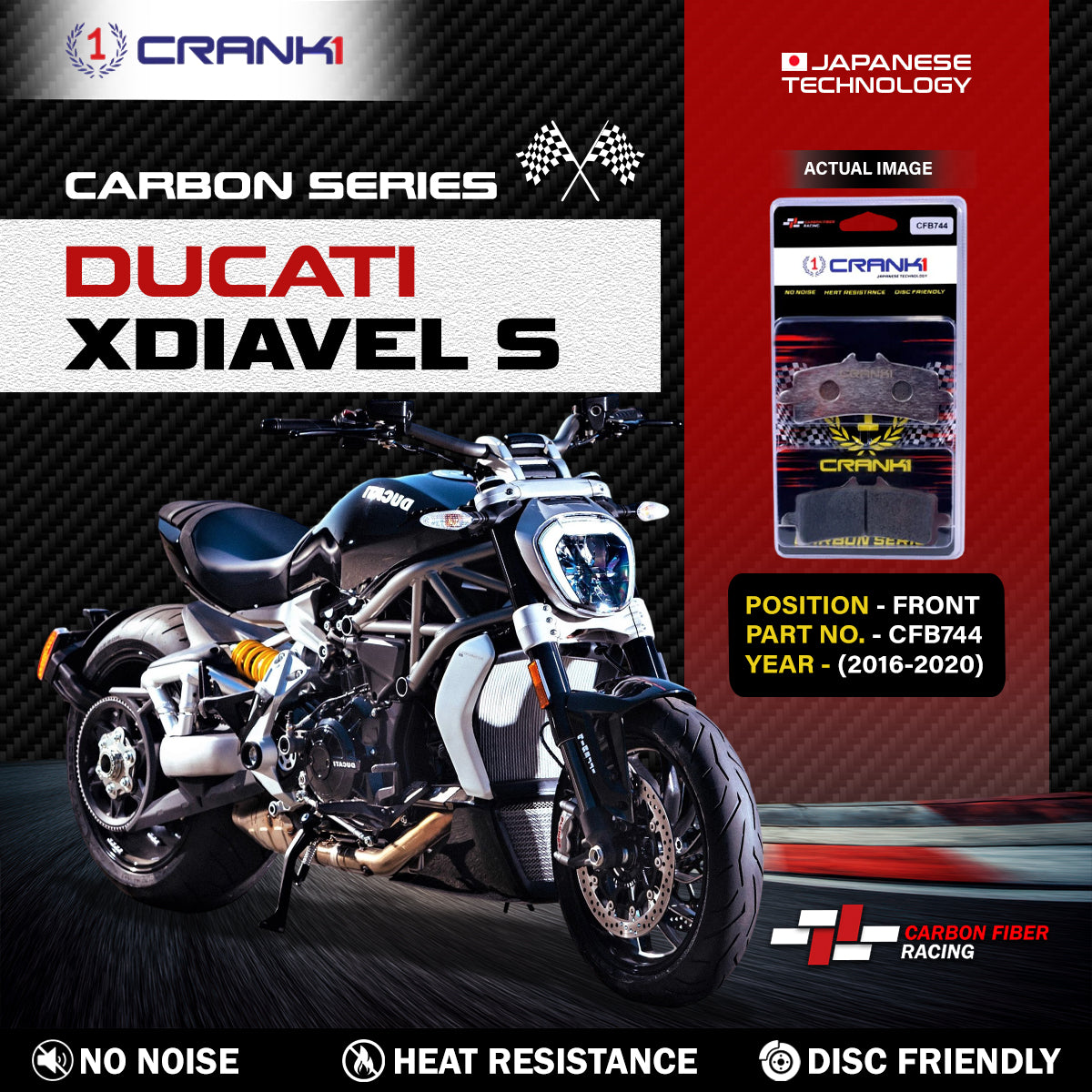 Carbon Brake Pads For Ducati XDiavel S (2016-2020) - Front - CFB744 - 2 Sets