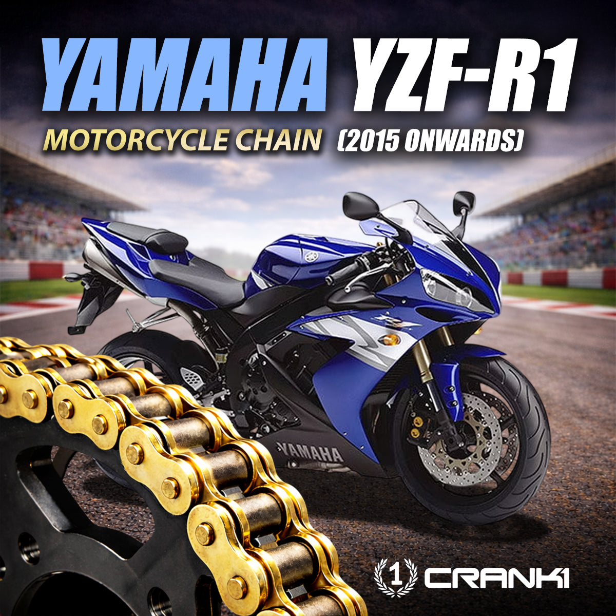 Chain For Yamaha YZF-R1 (2015 Onwards) - 525 Pitch x 114 Links Gold (ZVMX)