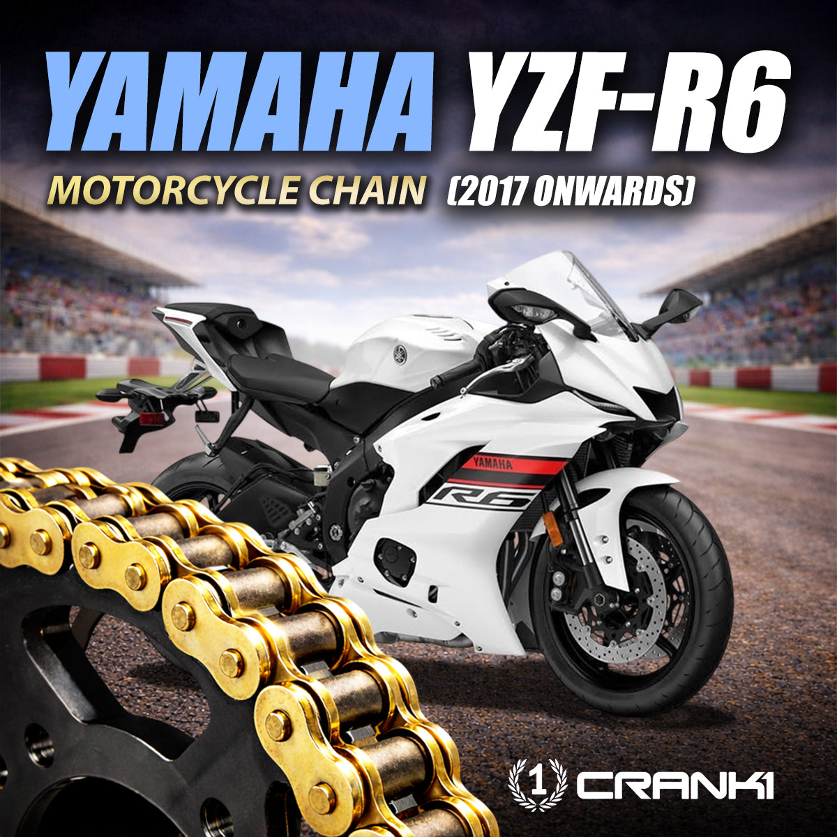 Chain For Yamaha YZF-R6 (2017 Onwards) - 525 Pitch x 114 Links Gold (ZVMX)