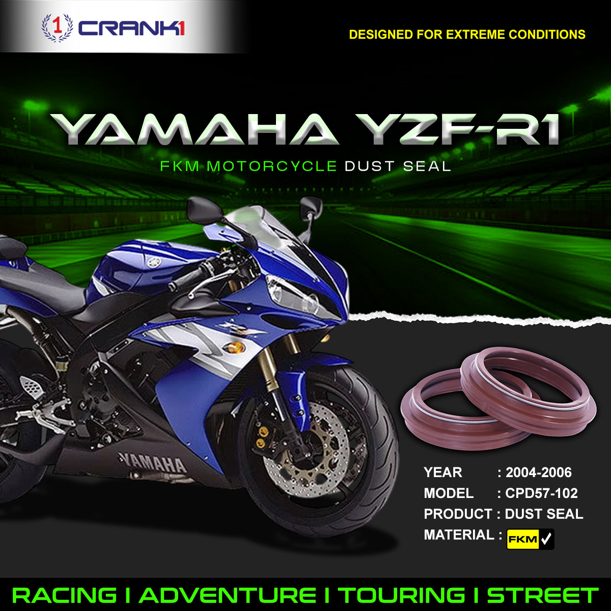 Fork Dust Seals Pair For Yamaha YZF-R1 (2004-2006) - CPD57-102