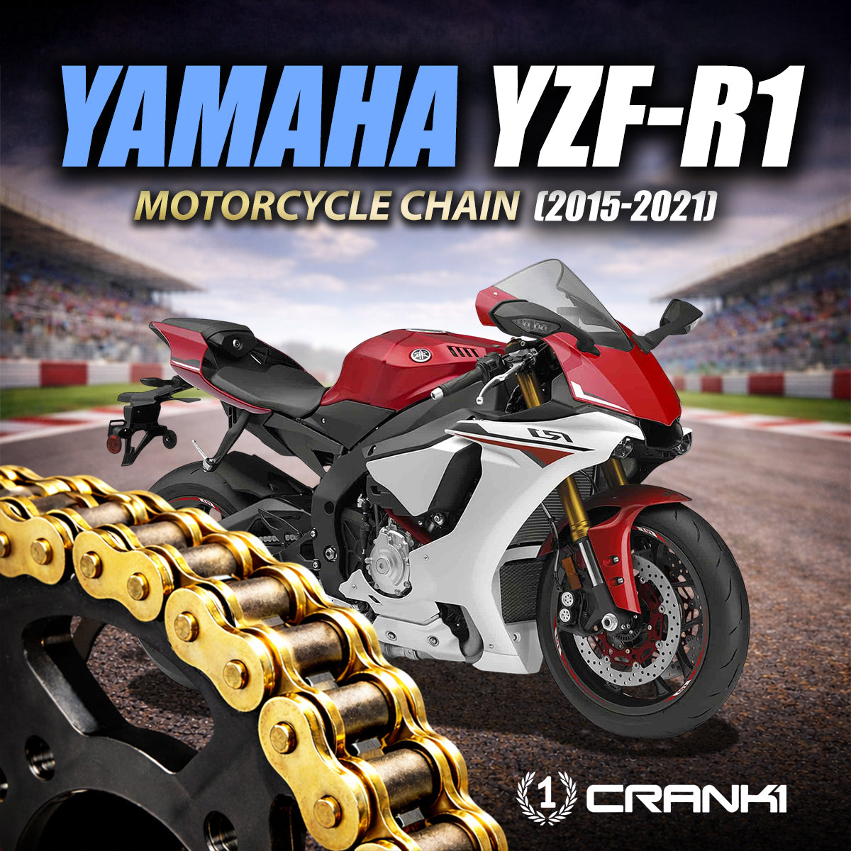 Chain For Yamaha YZF-R1 (2015-2021) - 525 Pitch x 114 Links Gold (ZVMX)